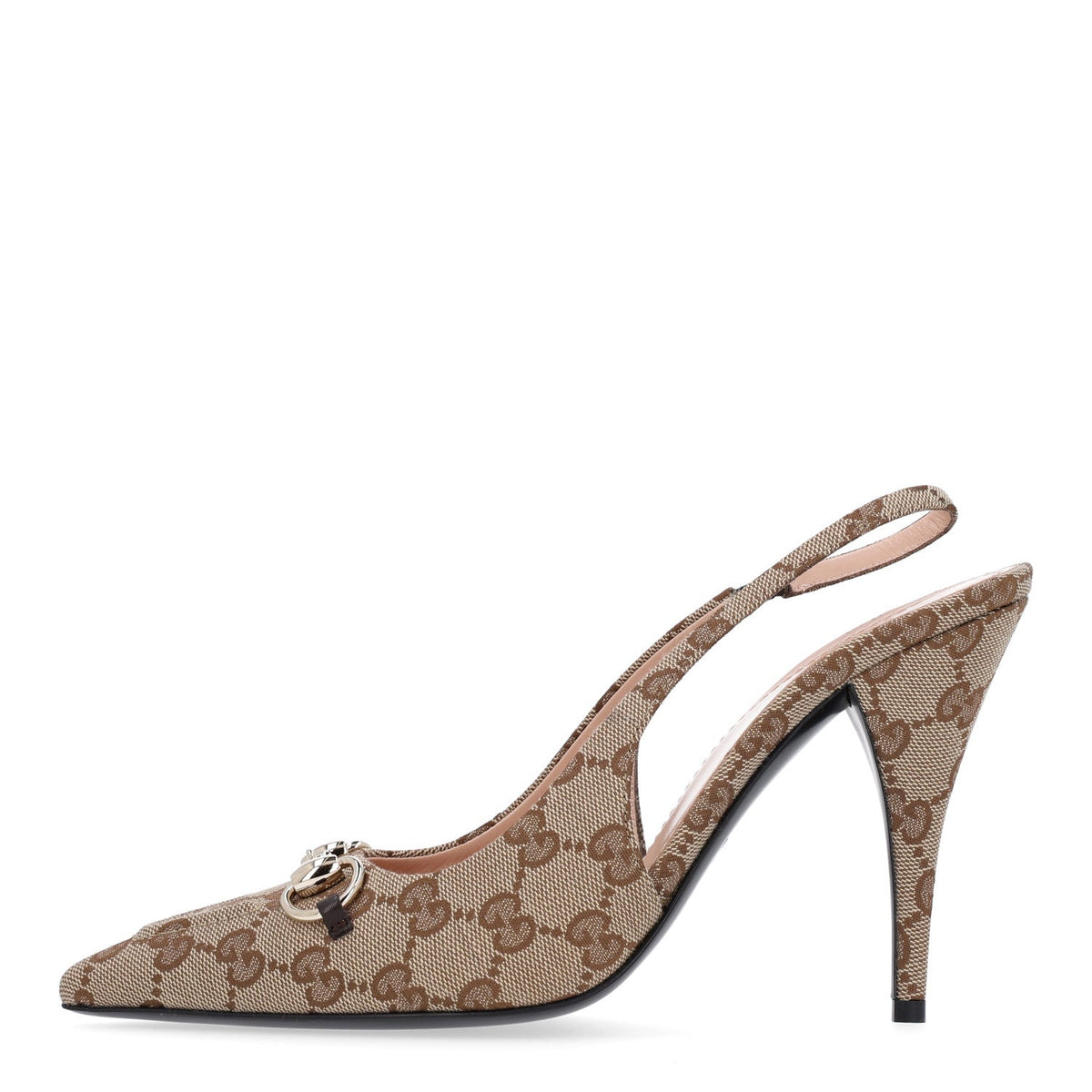 Gucci - Monogram Horsebit Slingback Pumps