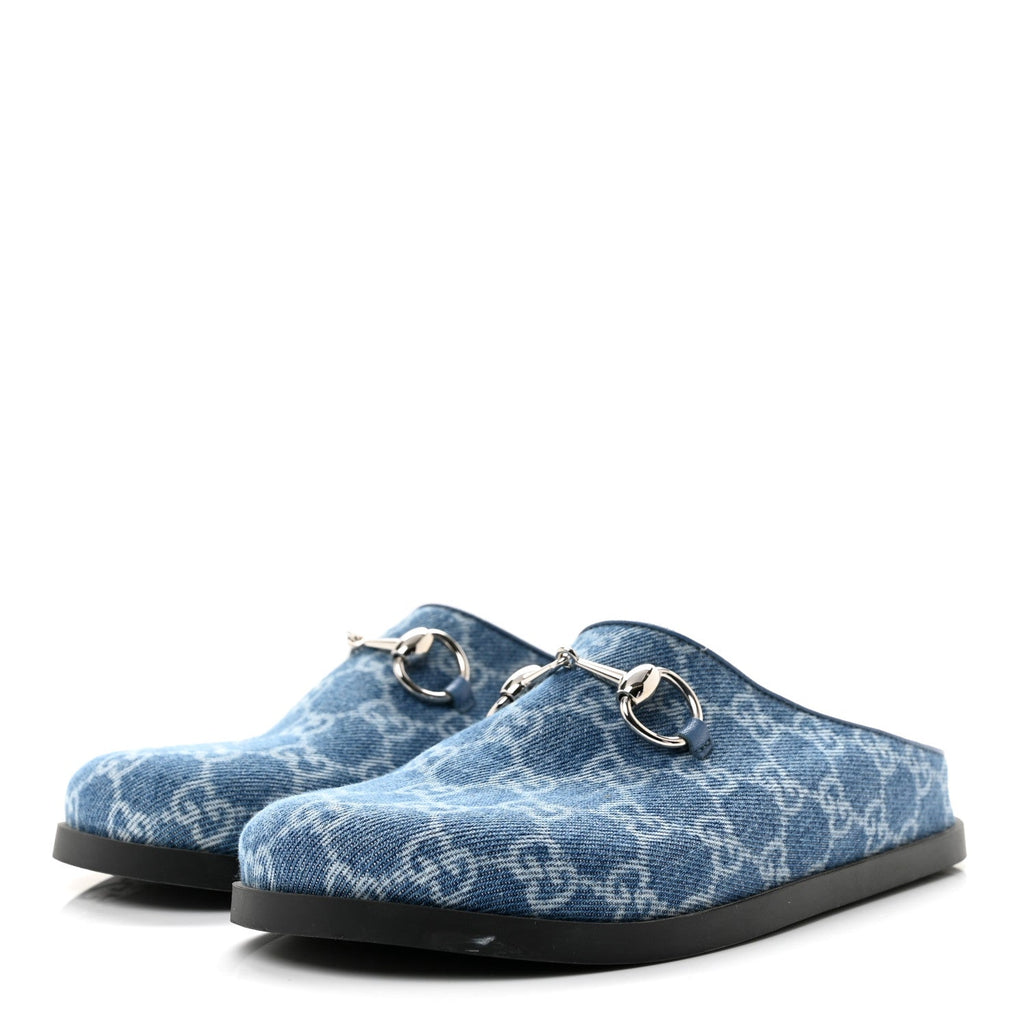 Gucci - New Denim GG Monogram Granada Kid Horsebit Mules