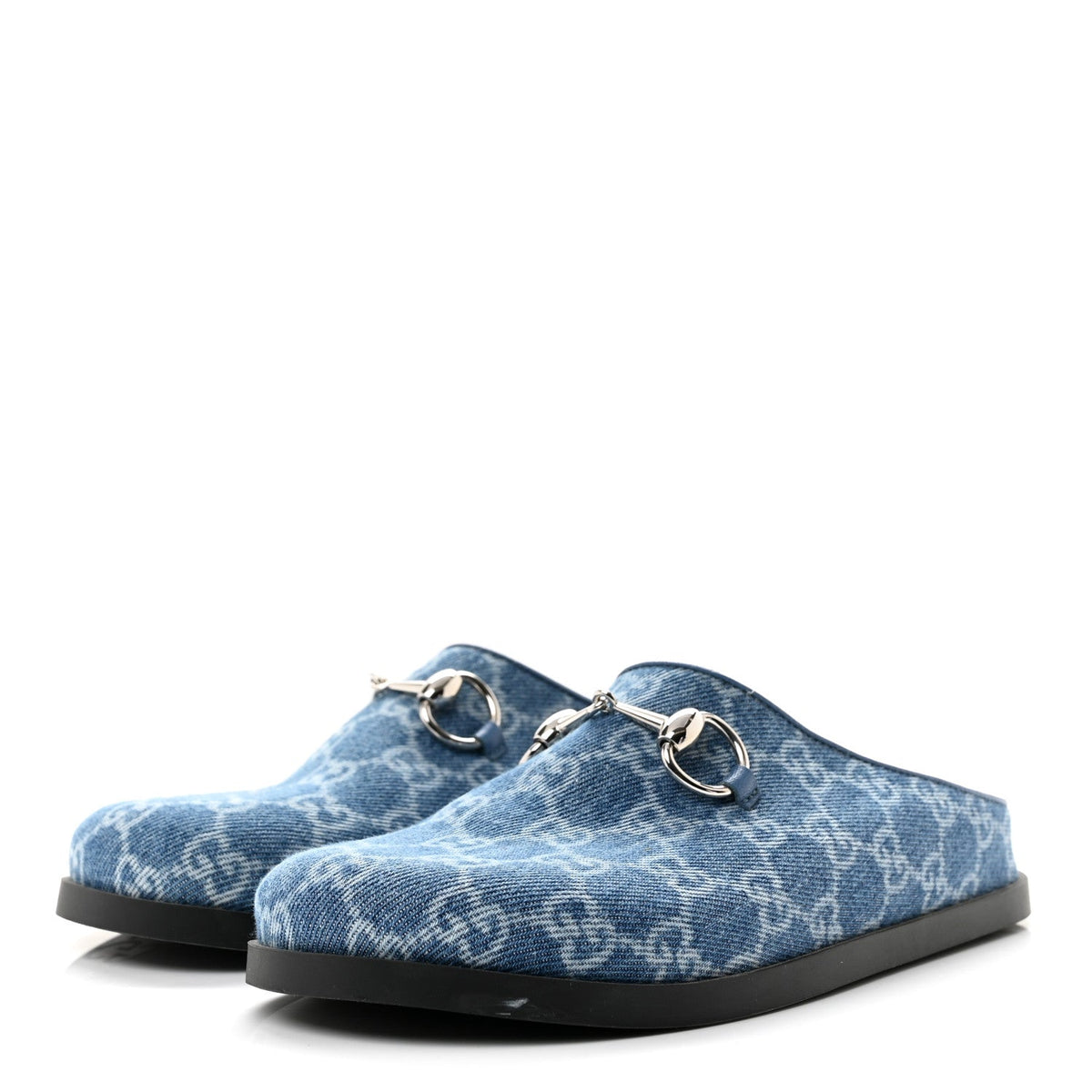 Gucci - New Denim GG Monogram Granada Kid Horsebit Mules