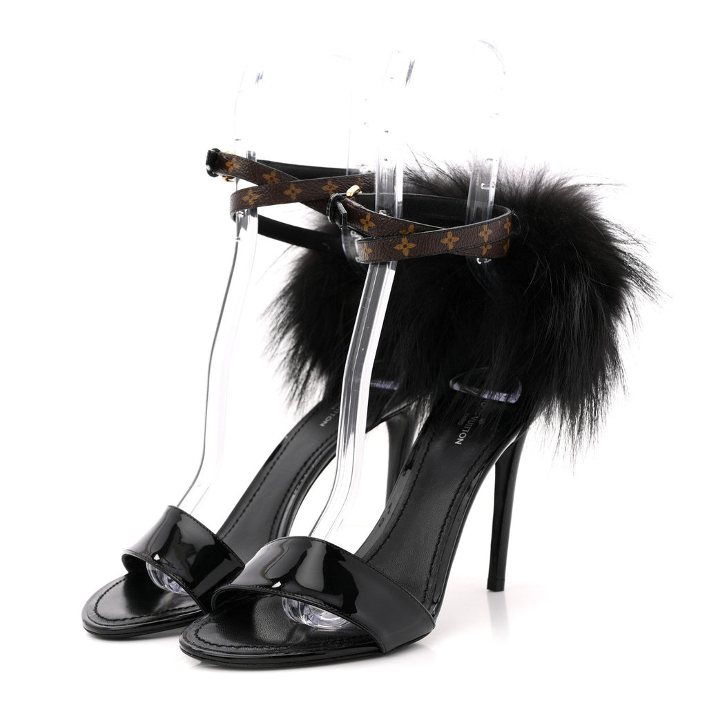 Louis Vuitton - Monogram Patent Fur Sandals