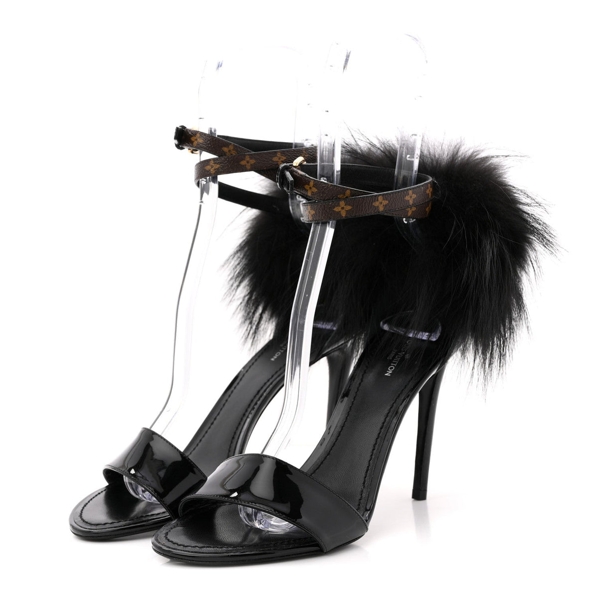 Louis Vuitton - Monogram Patent Fur Sandals