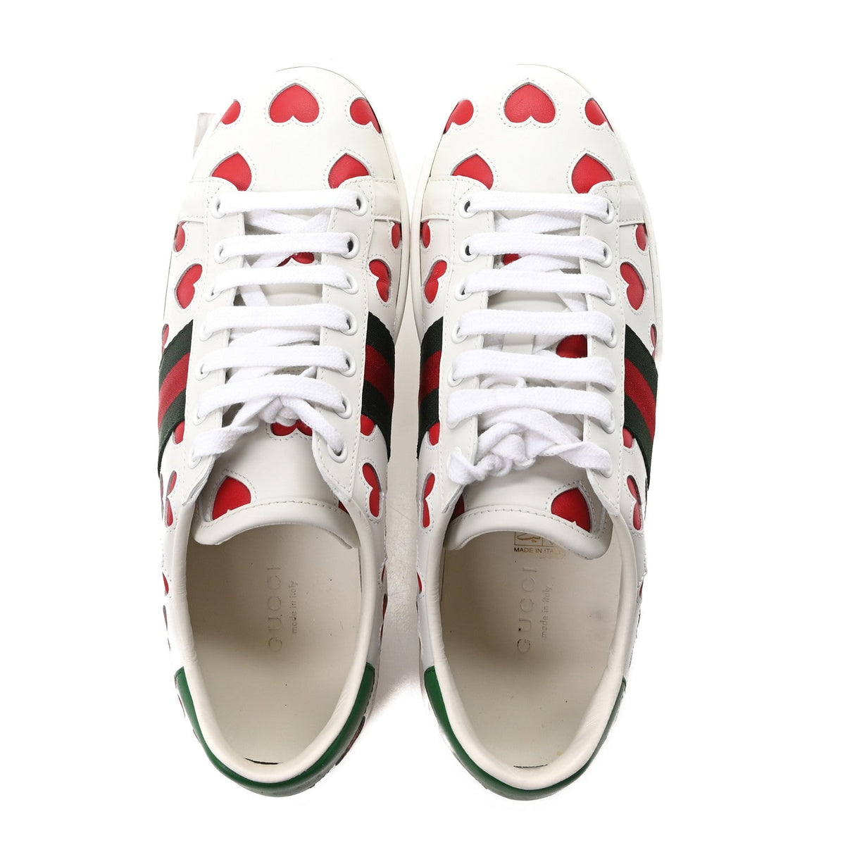 Gucci - Calfskin Miro Soft Web Heart Cut Out Ace Sneakers