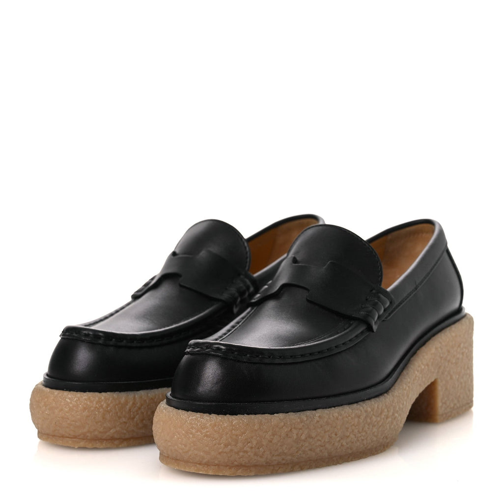 Hermès - Glazed Calfskin Fanny Loafers