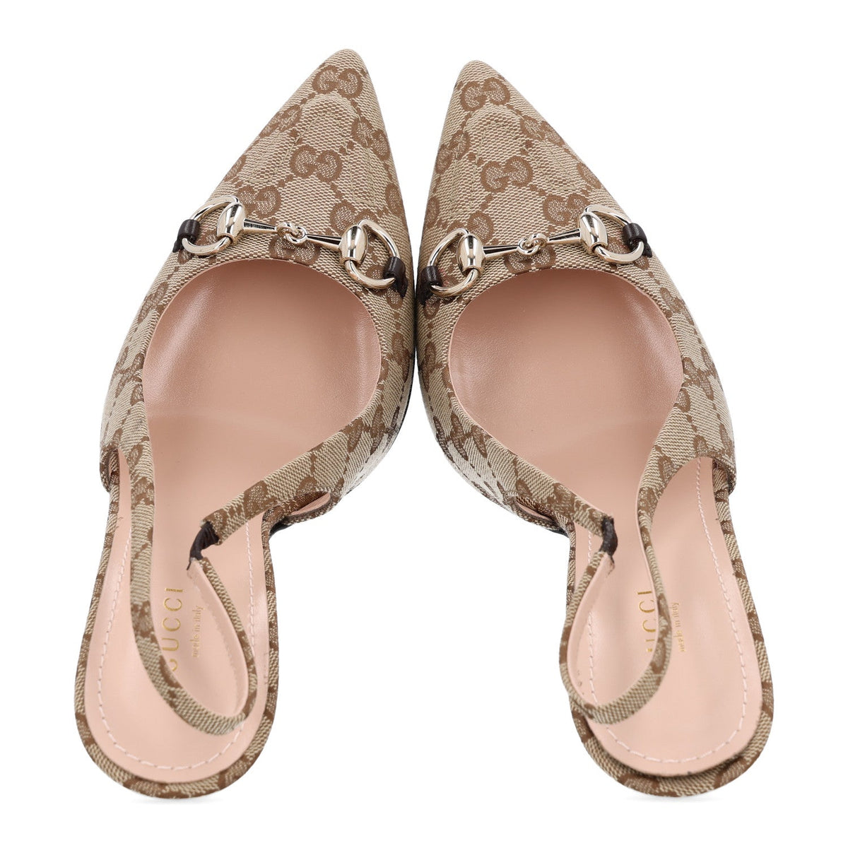Gucci - Monogram Horsebit Slingback Pumps