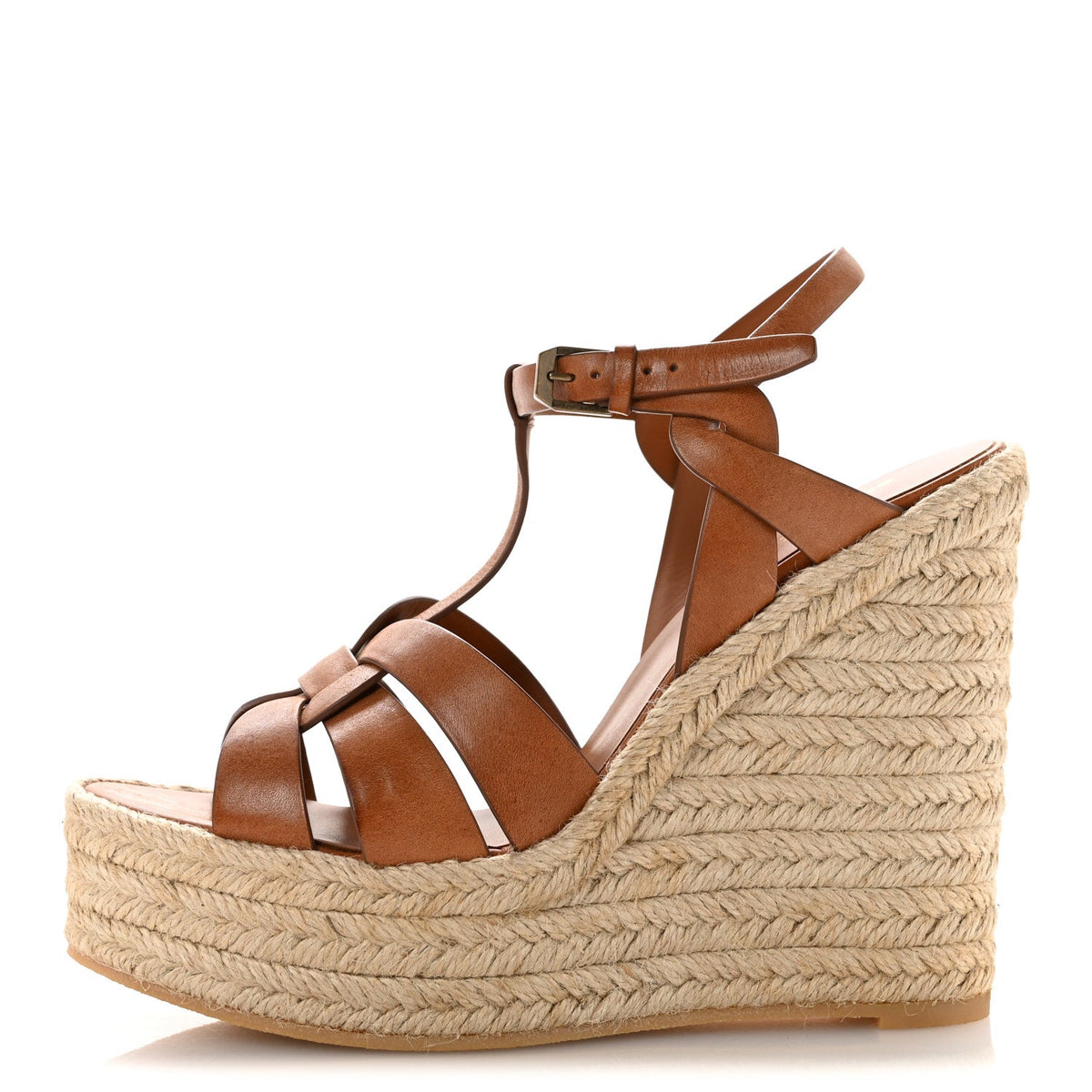 Saint Laurent - Calfskin 85 Platform Espadrille Wedge Sandals