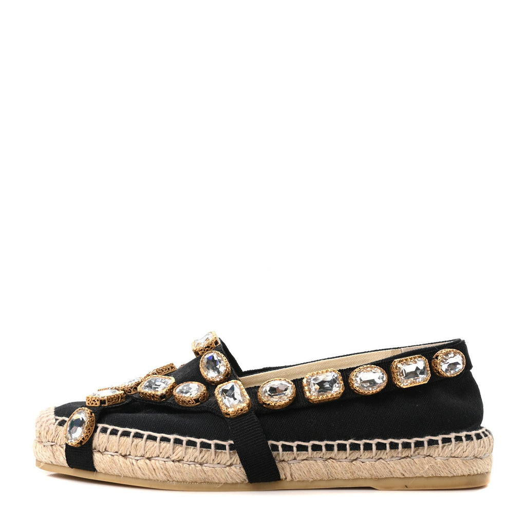 Gucci - Canvas Crystal Embellished Espadrilles
