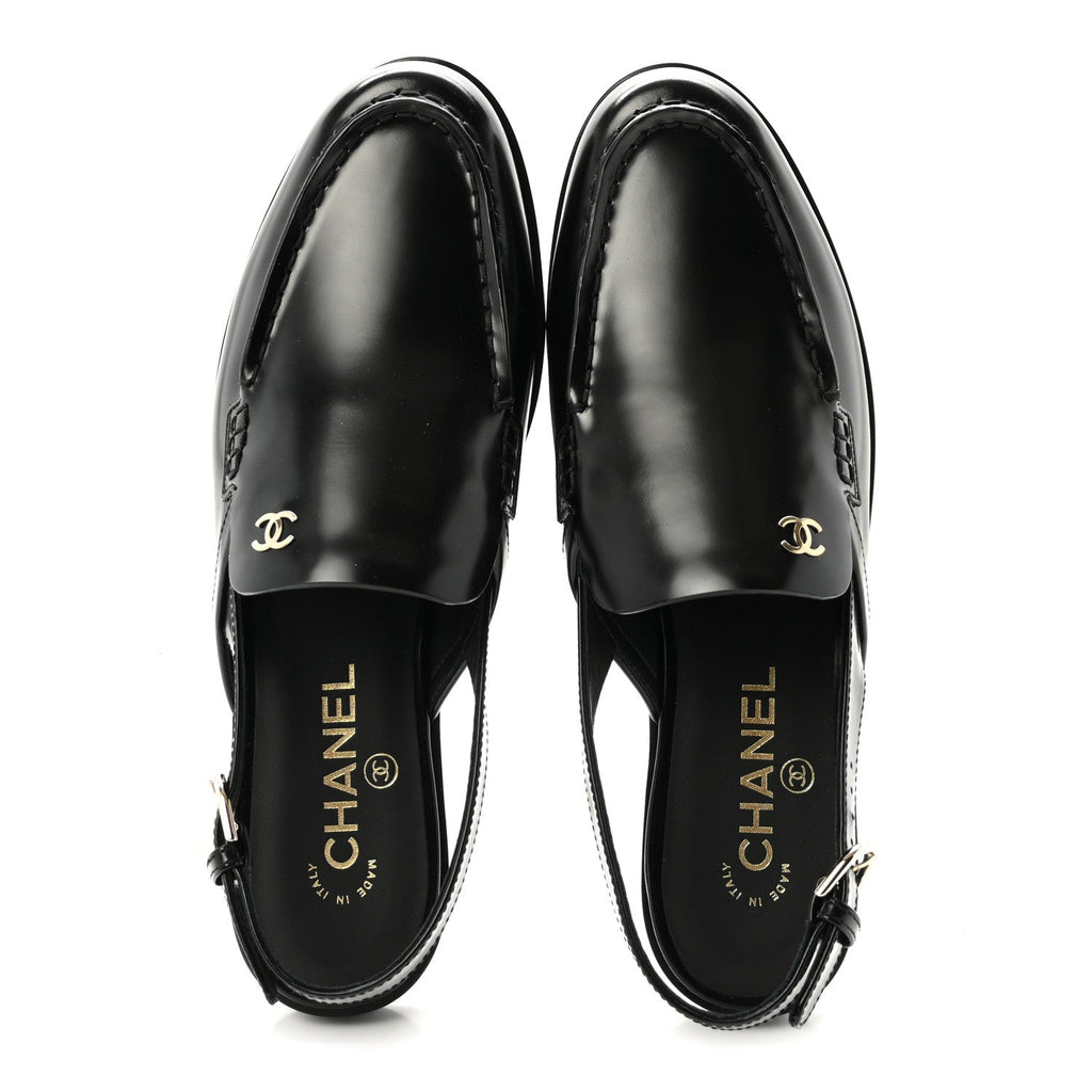 Chanel - Shiny Calfskin Slingback Loafers