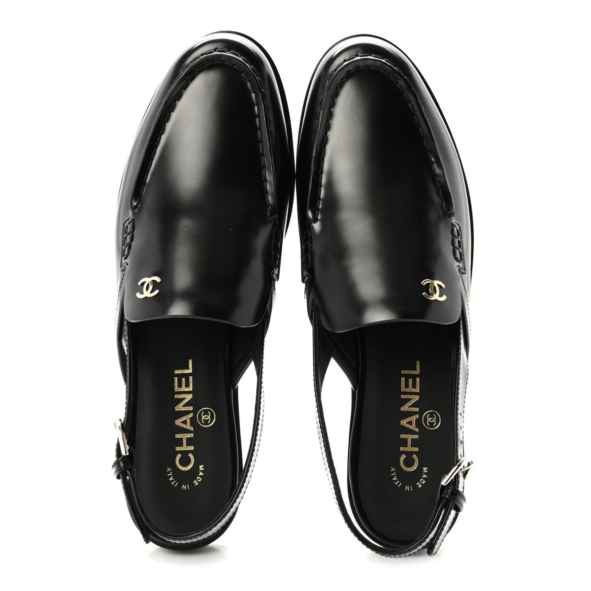 Chanel - Shiny Calfskin Slingback Loafers