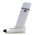 Chanel - Lambskin Knit Grosgrain Cap Toe CC Ballerina Flats With Leg Warmers