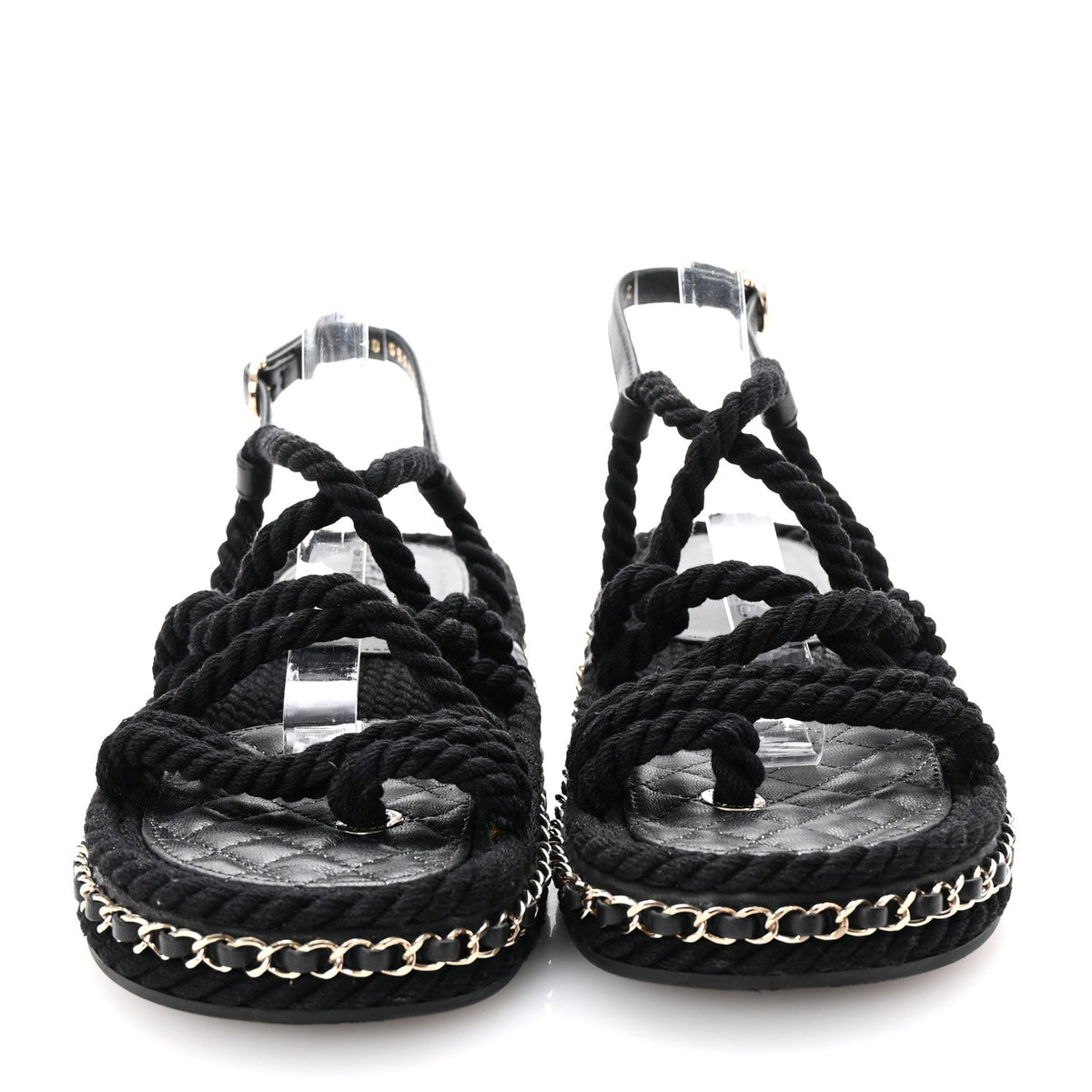 Chanel - Lambskin Cord Chain CC Sandals