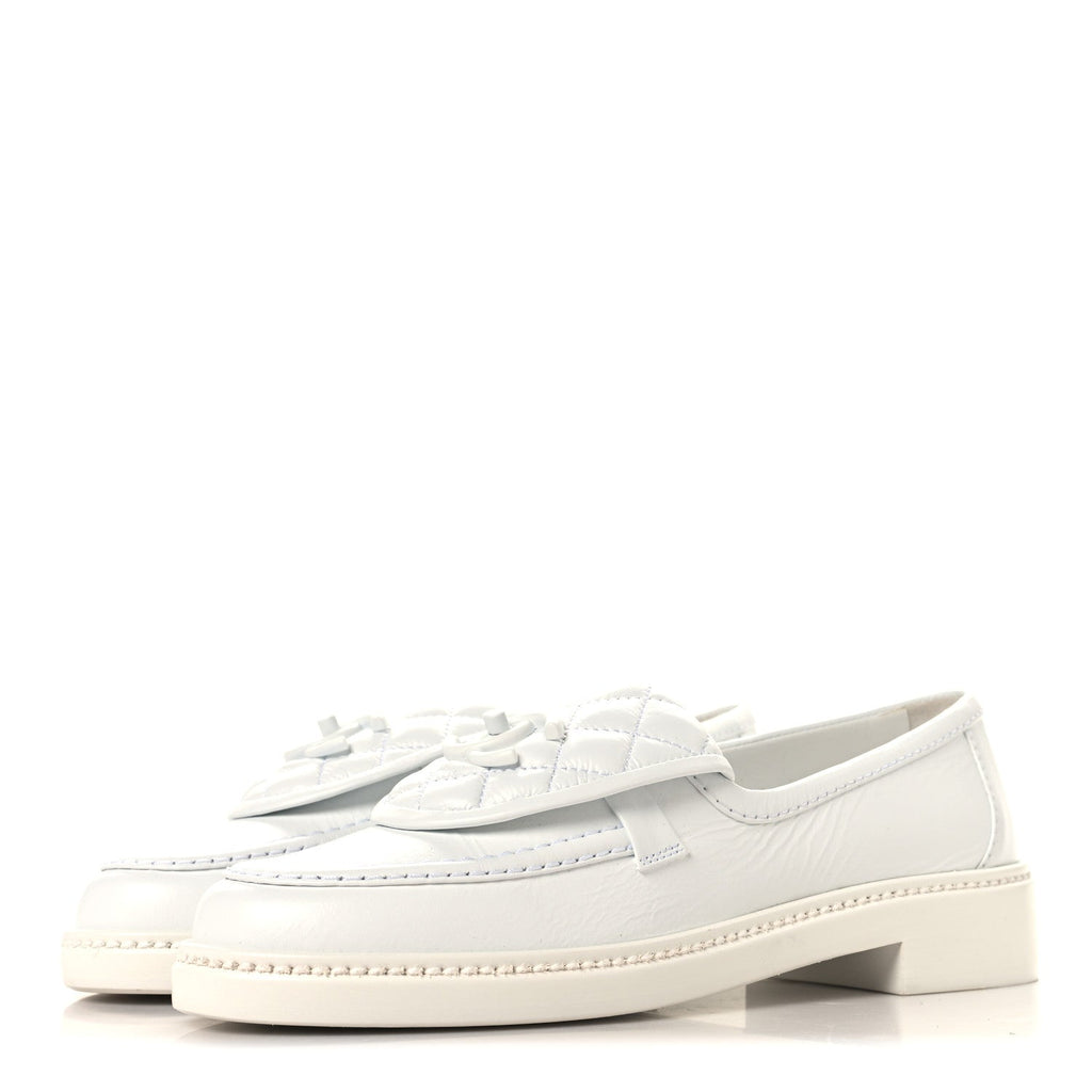 Chanel - Crumpled Lambskin Quilted CC Turnlock Loafers