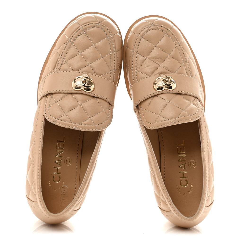 Chanel - Lambskin Quilted CC Heart Loafers