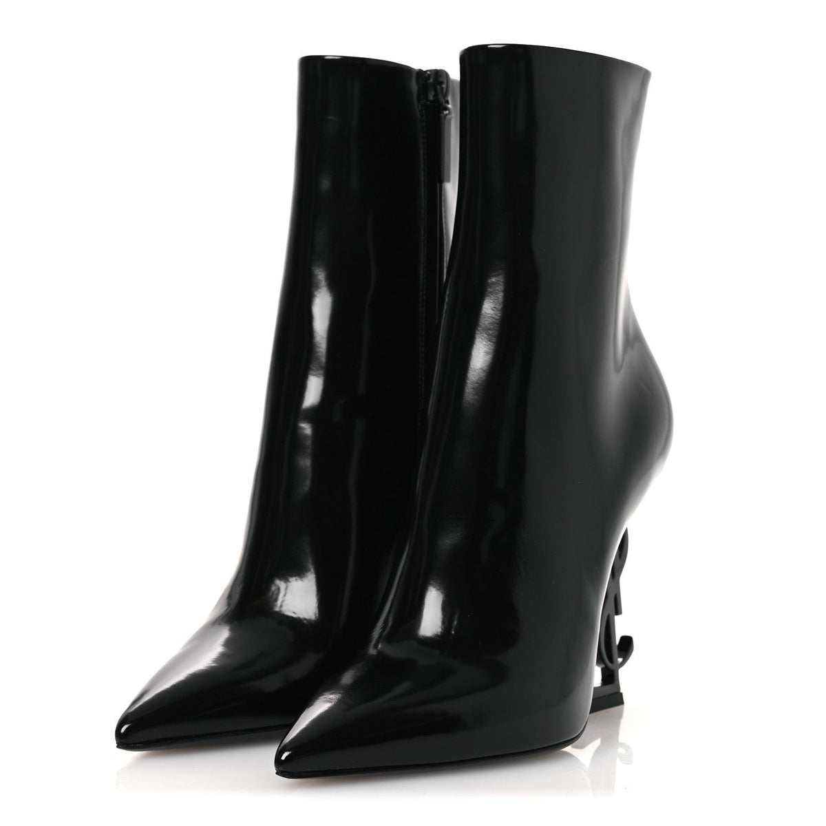 Saint Laurent - Glazed Calfskin Opyum Ankle Boots