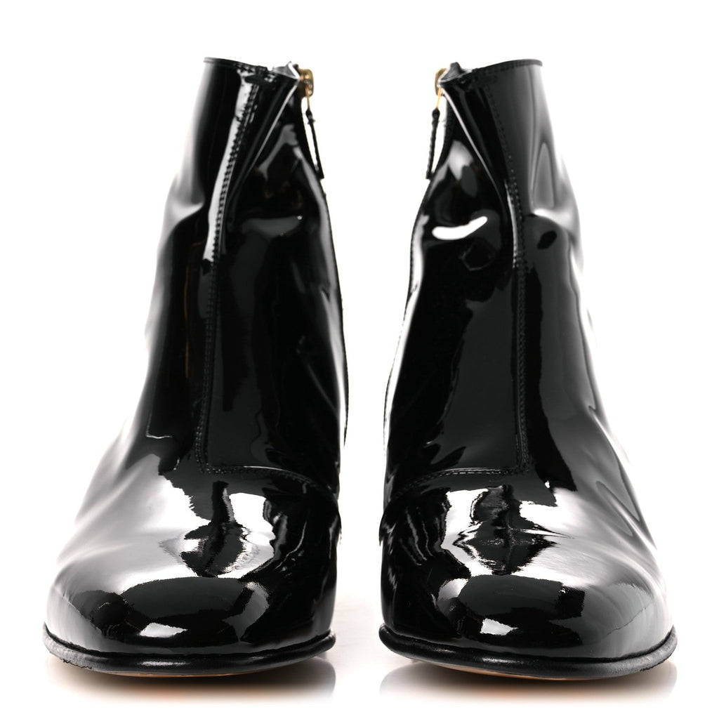 Gucci - Patent Calfskin GG Lois Bee Men’s Ankle Booties 13 Black