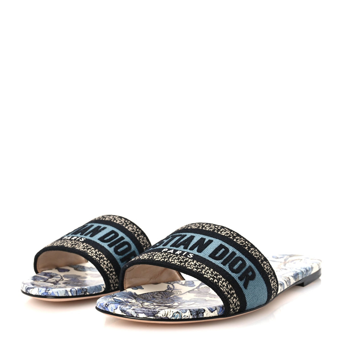Dior - Canvas Embroidered Butterfly Dway Mules Slide Sandals