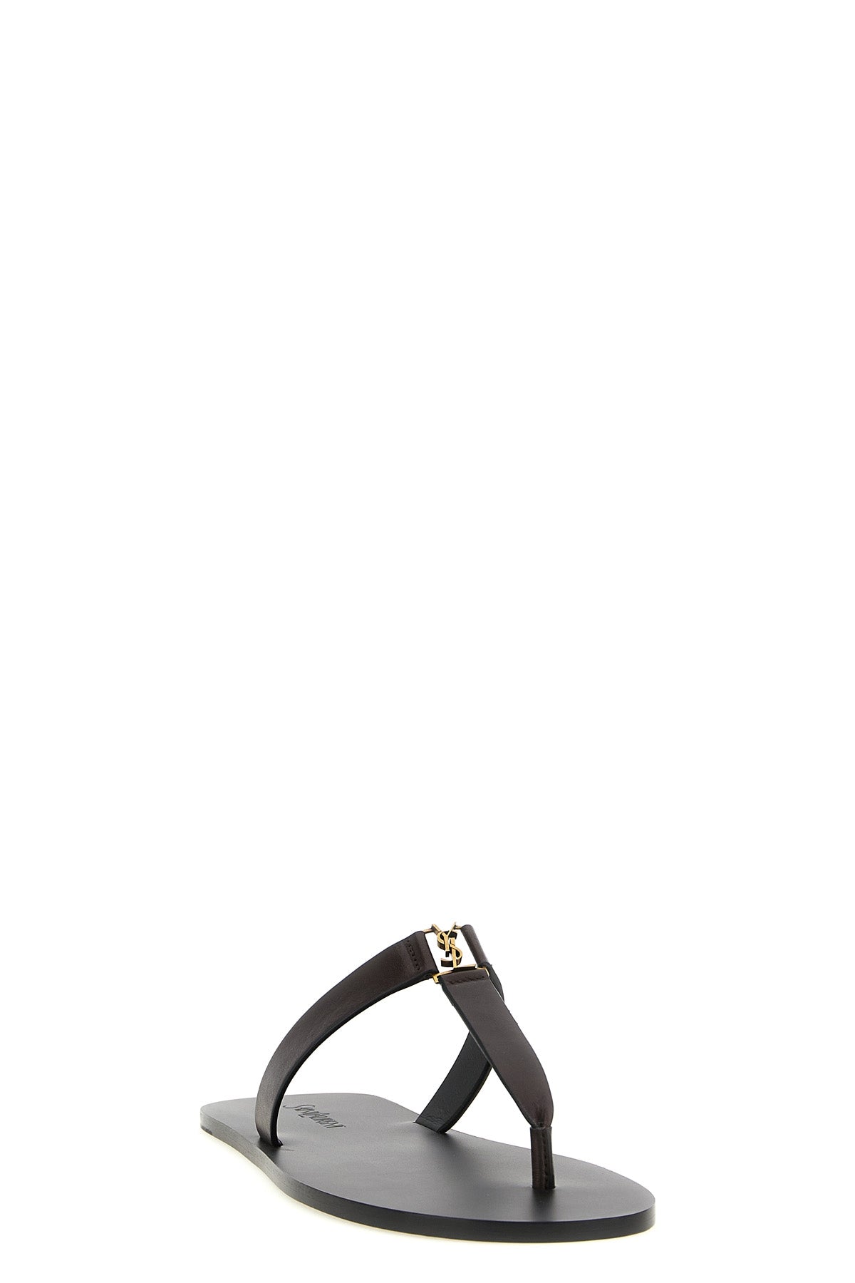 Saint Laurent - Saint Laurent Sandalo In Pelle Con Logo Cassandre