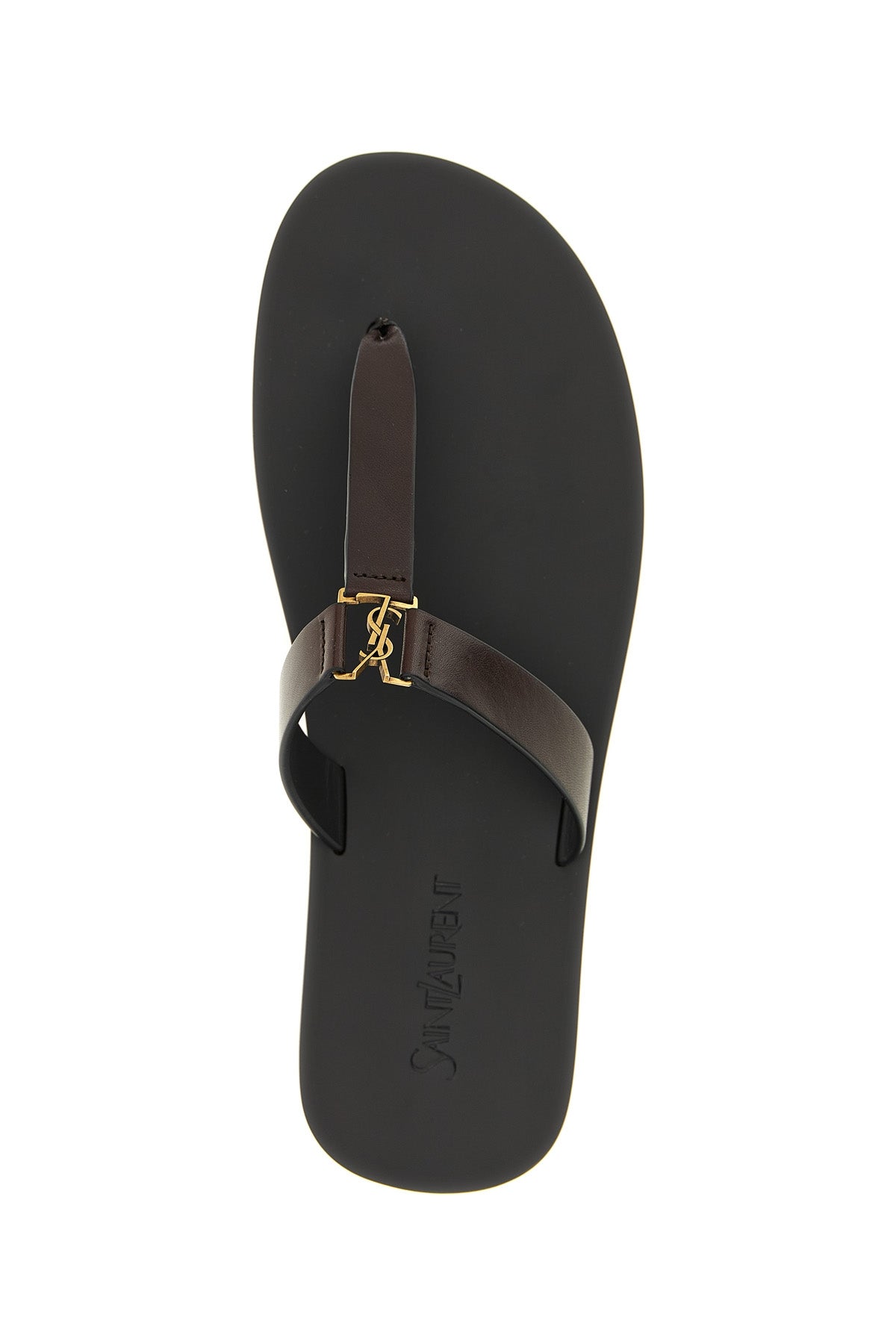 Saint Laurent - Saint Laurent Sandalo In Pelle Con Logo Cassandre