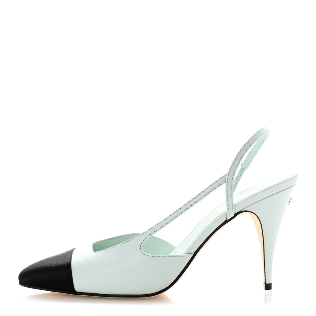 Chanel - Goatskin Mixed Fibers Cap Toe Slingback Pumps