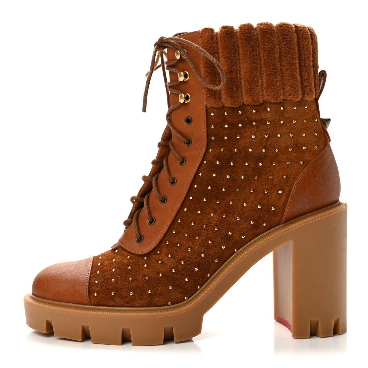 Christian Louboutin - Calfskin Suede Cake Velvet Studded Dakita Lug 70 Boots