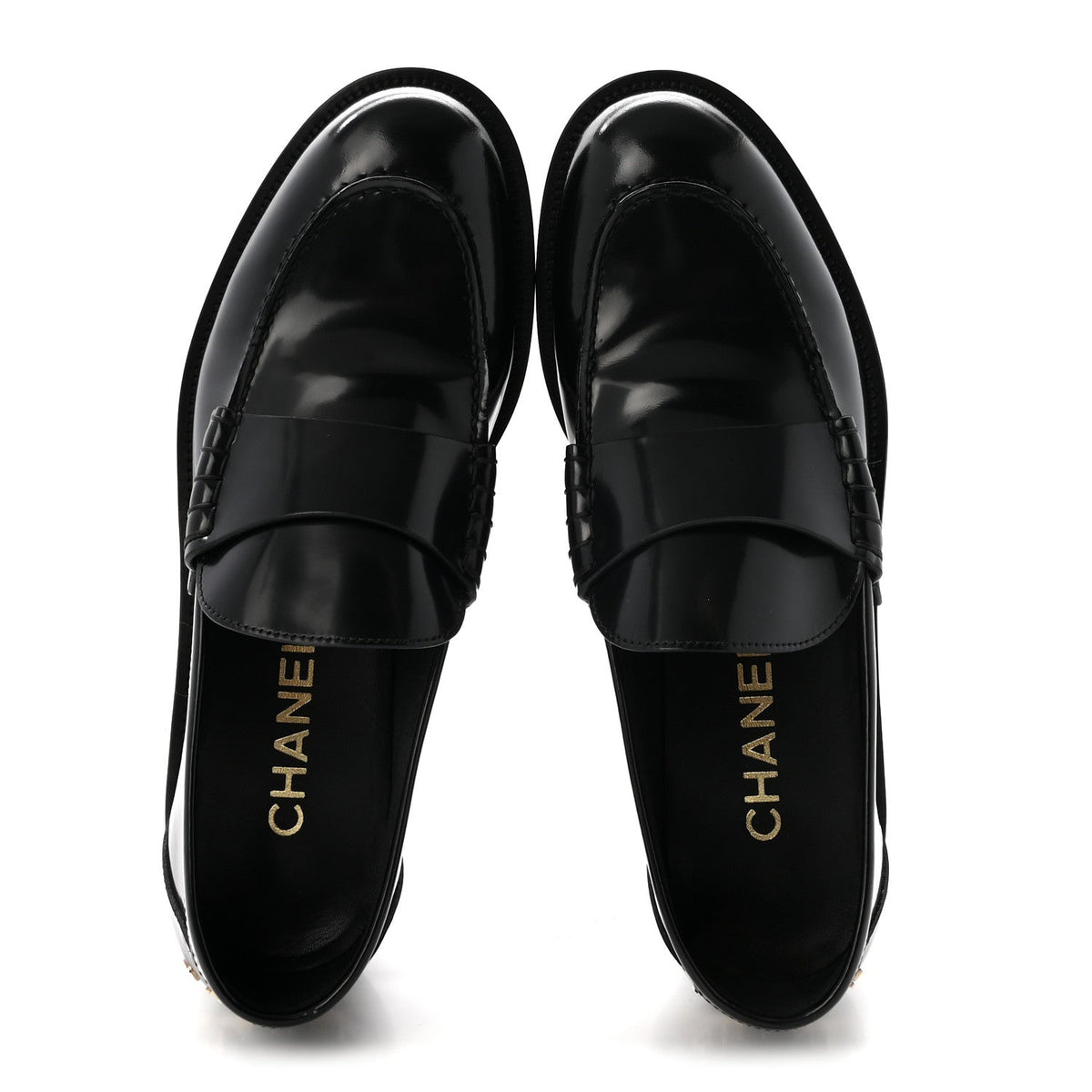 Chanel - Shiny Calfskin Logo Loafers