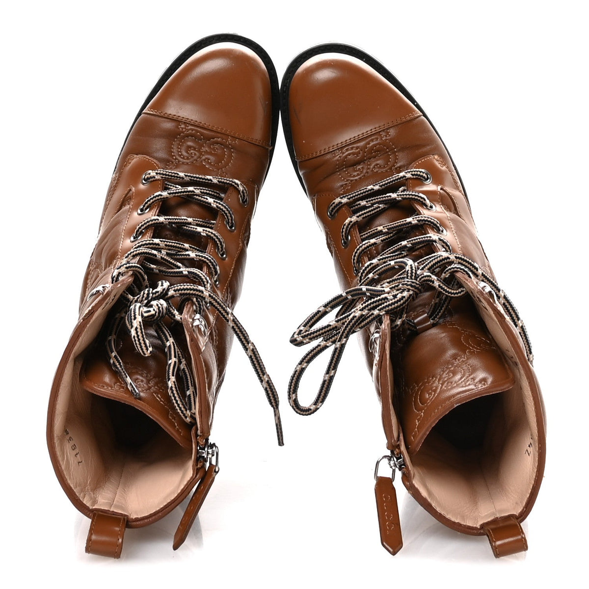Gucci - Cordovan Lux Nappa GG Matelasse Lace Up 60mm Combat Boots