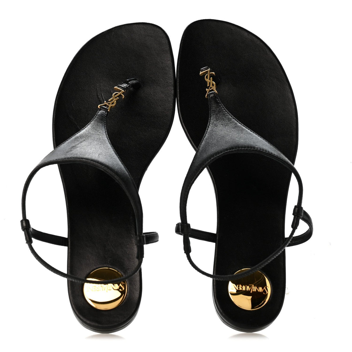 Saint Laurent - Lambskin Monogram Cassandra Slingback Flat Sandals
