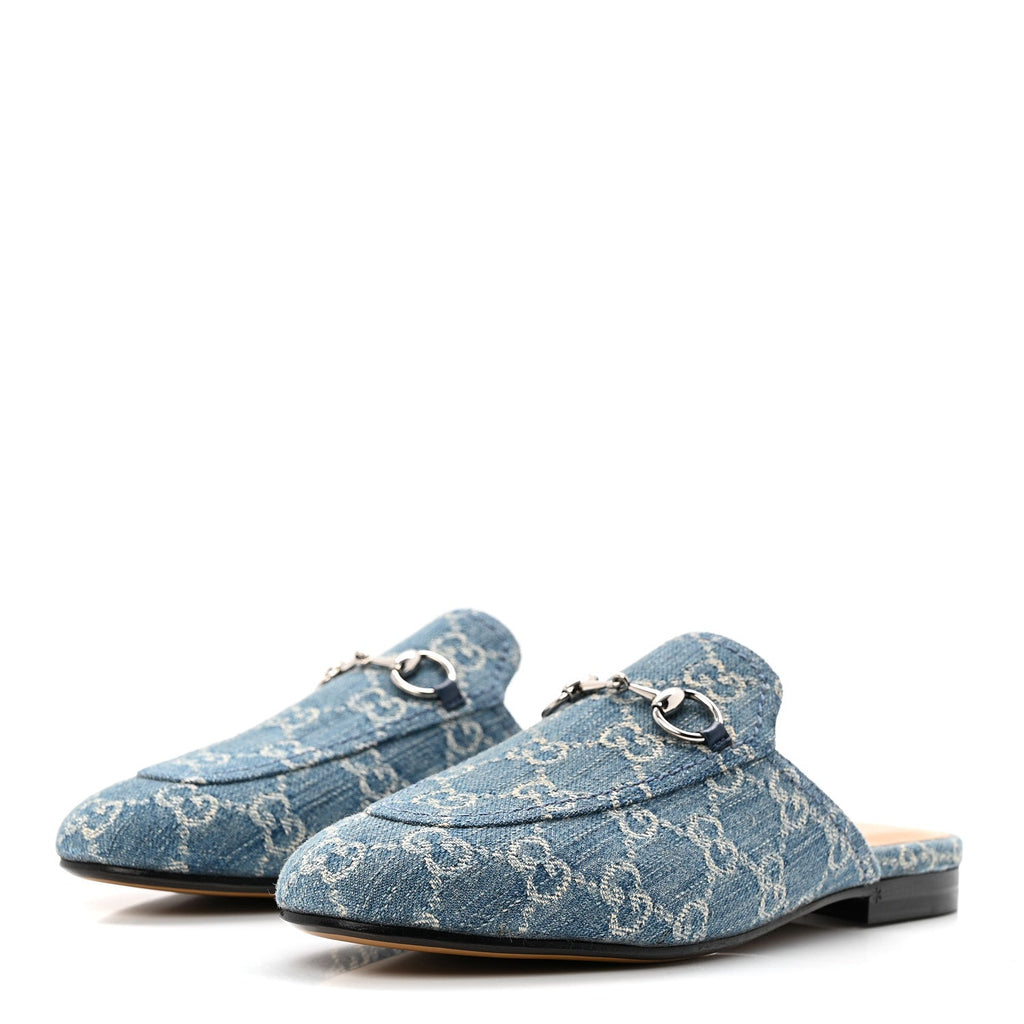 Gucci - New Denim GG Malaga Kid Princetown Slippers