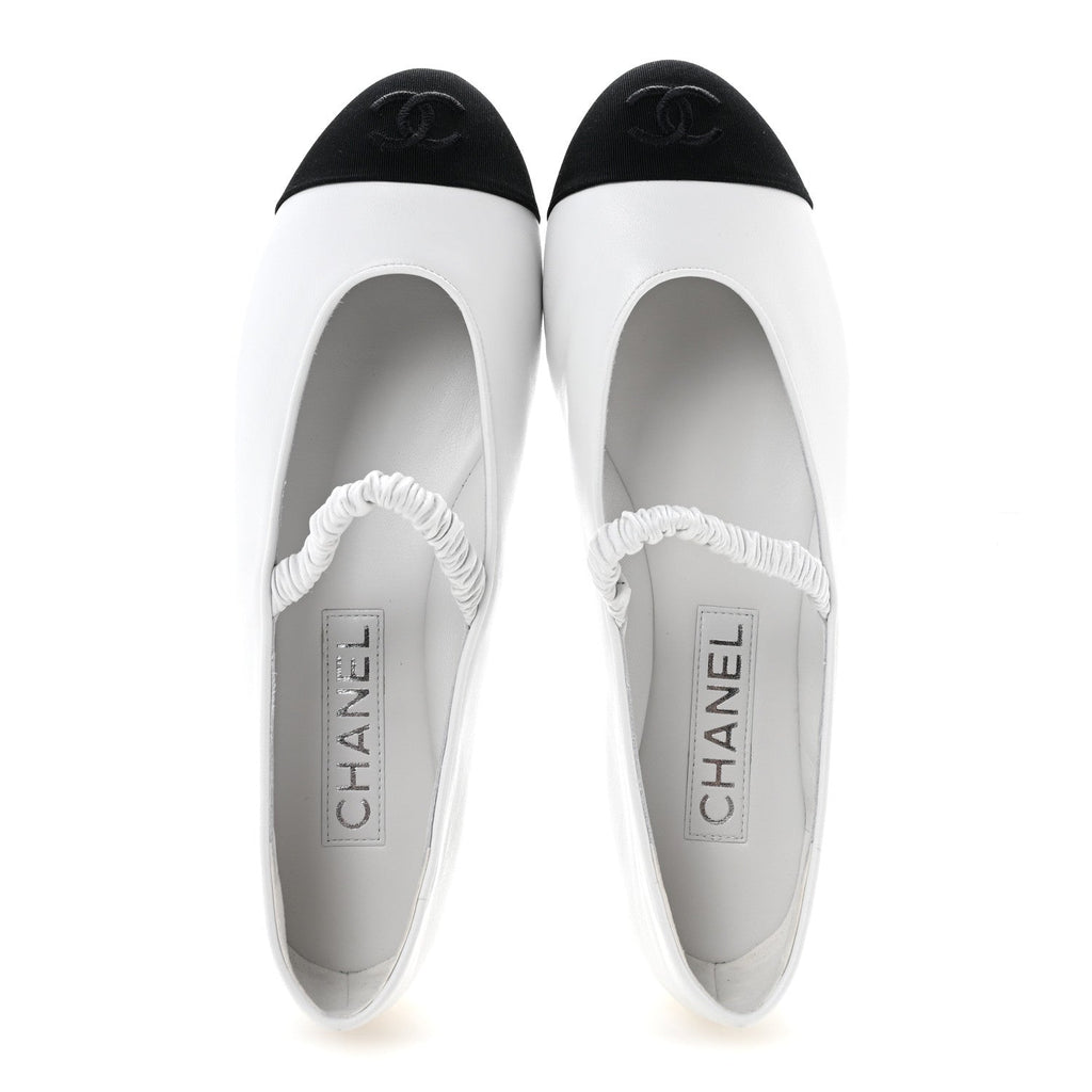 Chanel - Lambskin Knit Grosgrain Cap Toe CC Ballerina Flats With Leg Warmers