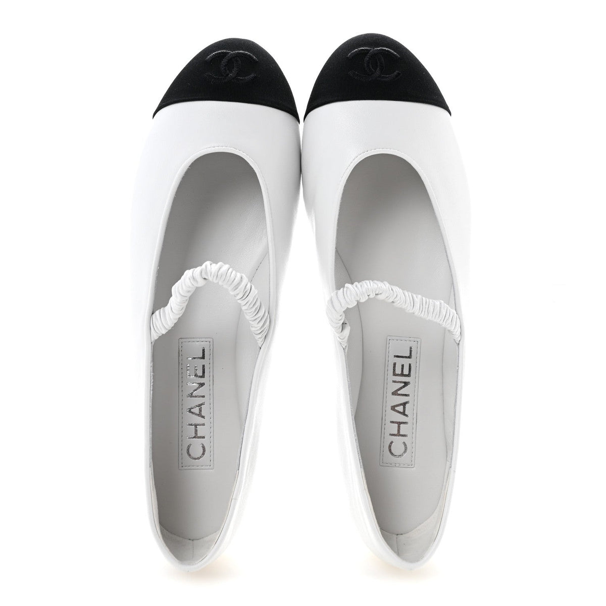 Chanel - Lambskin Knit Grosgrain Cap Toe CC Ballerina Flats With Leg Warmers