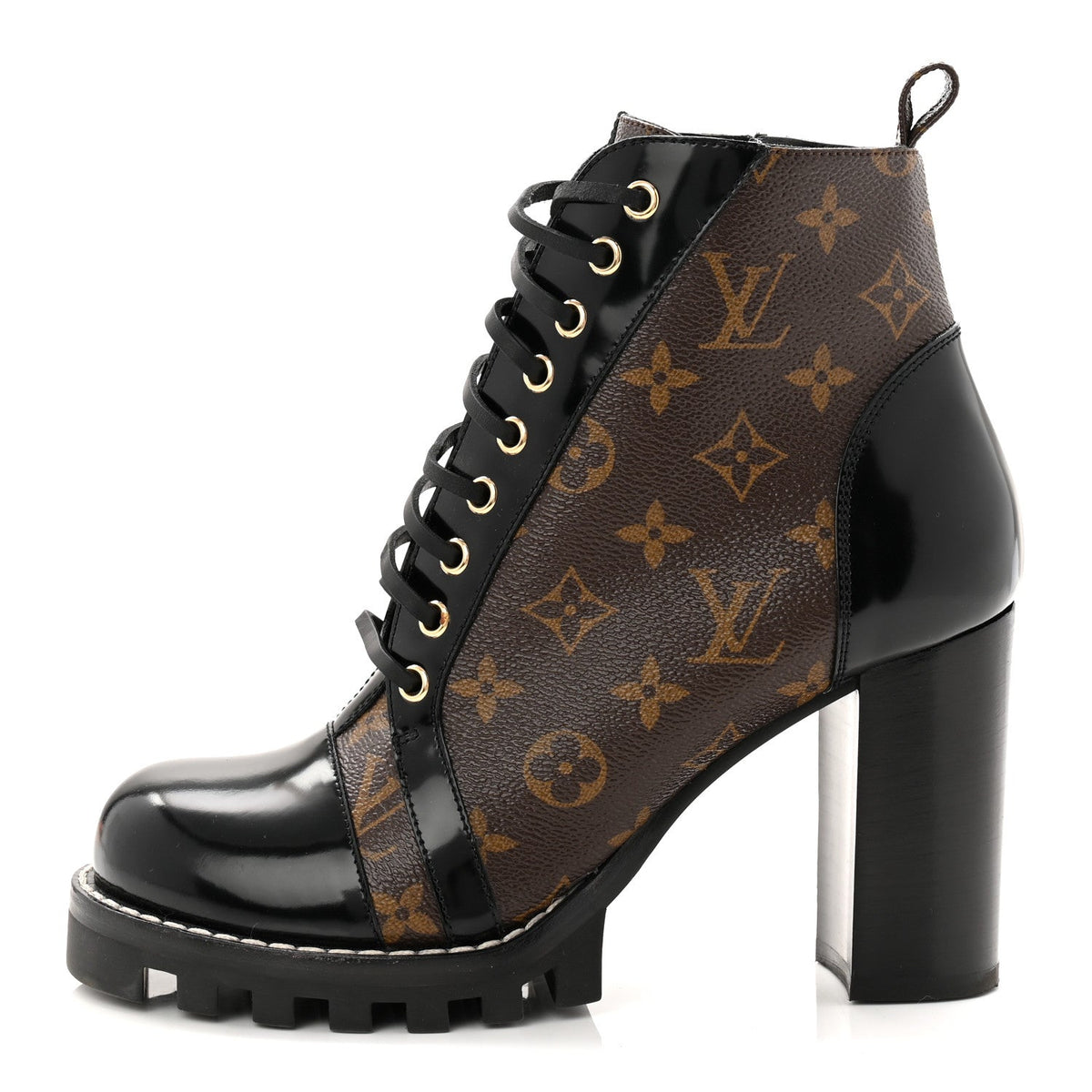 Louis Vuitton - Patent Calfskin Monogram Star Trail Ankle Boots