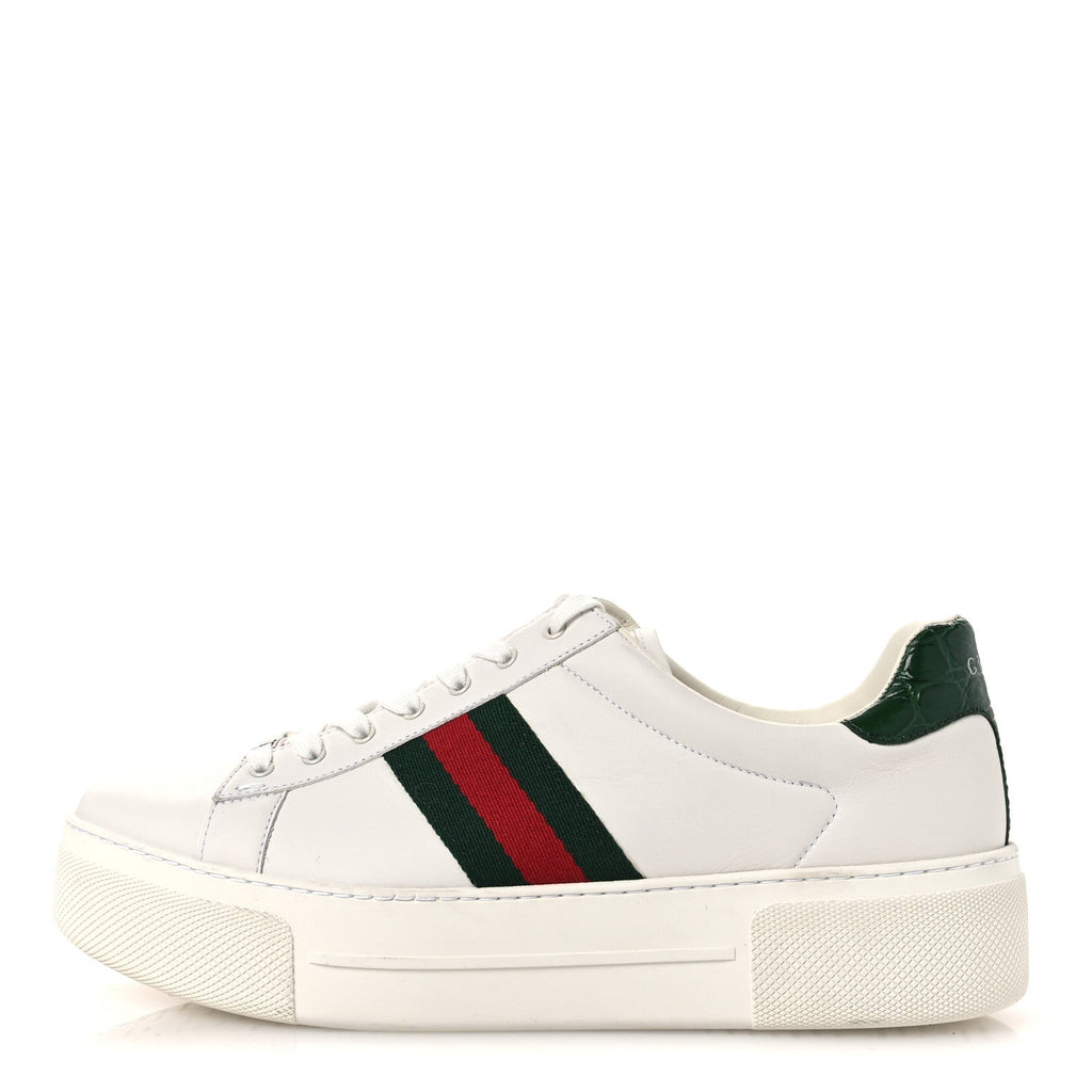 Gucci - Ultralight Plume Calfskin Web Ace Platform Sneakers