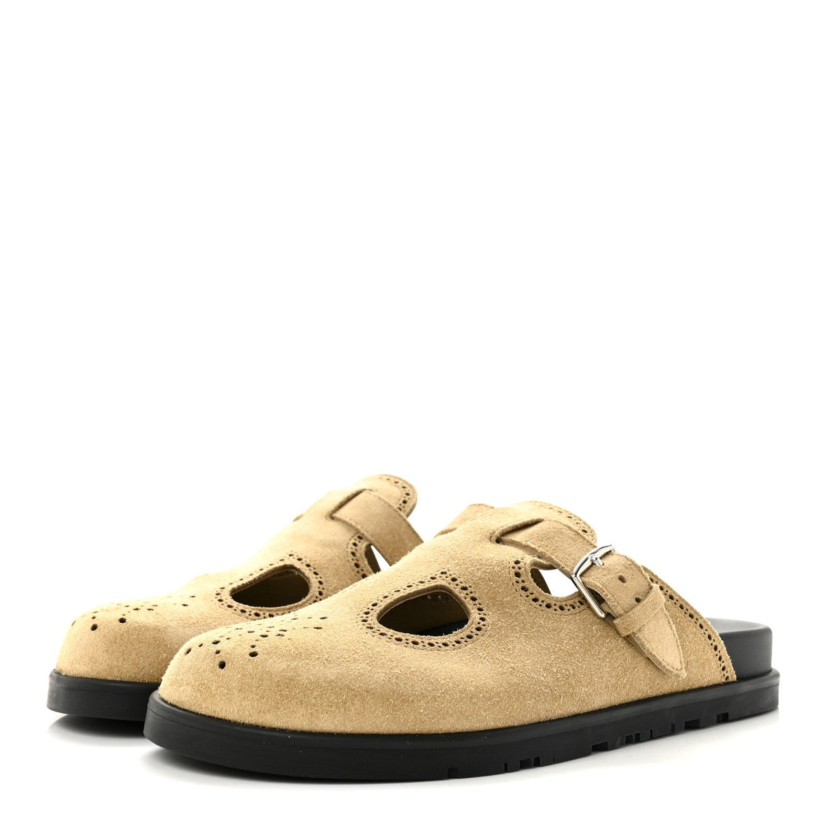 Hermès - Suede Calfskin Monk Mules