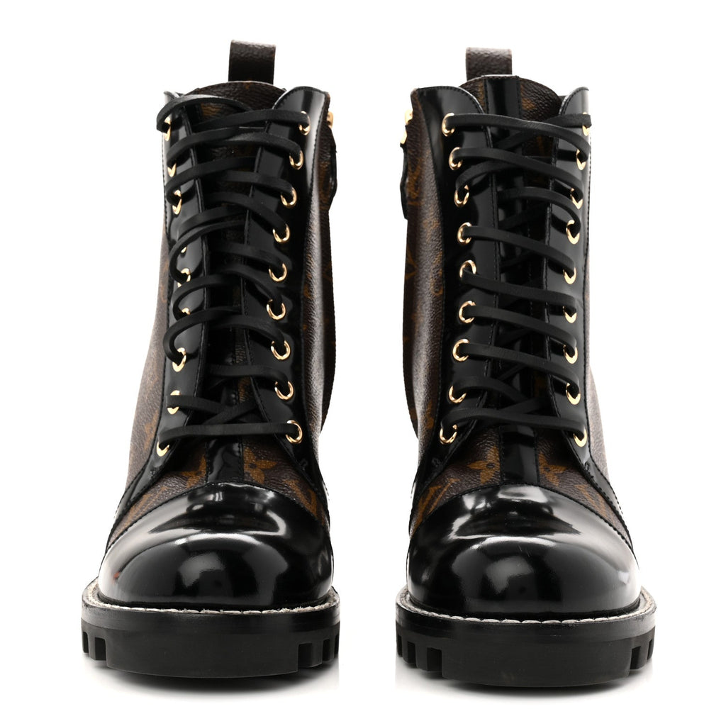 Louis Vuitton - Patent Calfskin Monogram Star Trail Ankle Boots
