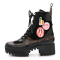Louis Vuitton - Suede Calfskin Monogram LV Black Heart Laureate Platform Desert Boots