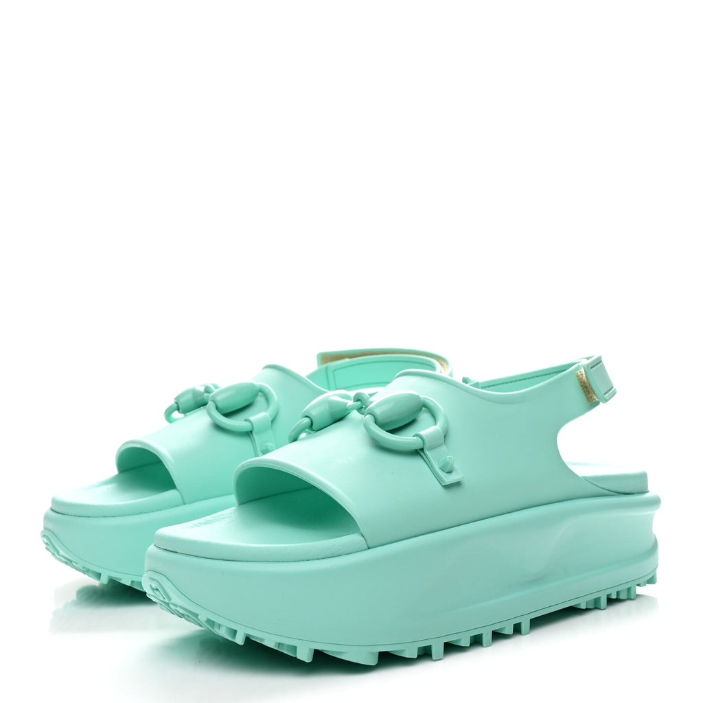 Gucci - Soft Rubber Horsebit Slingback Sandals