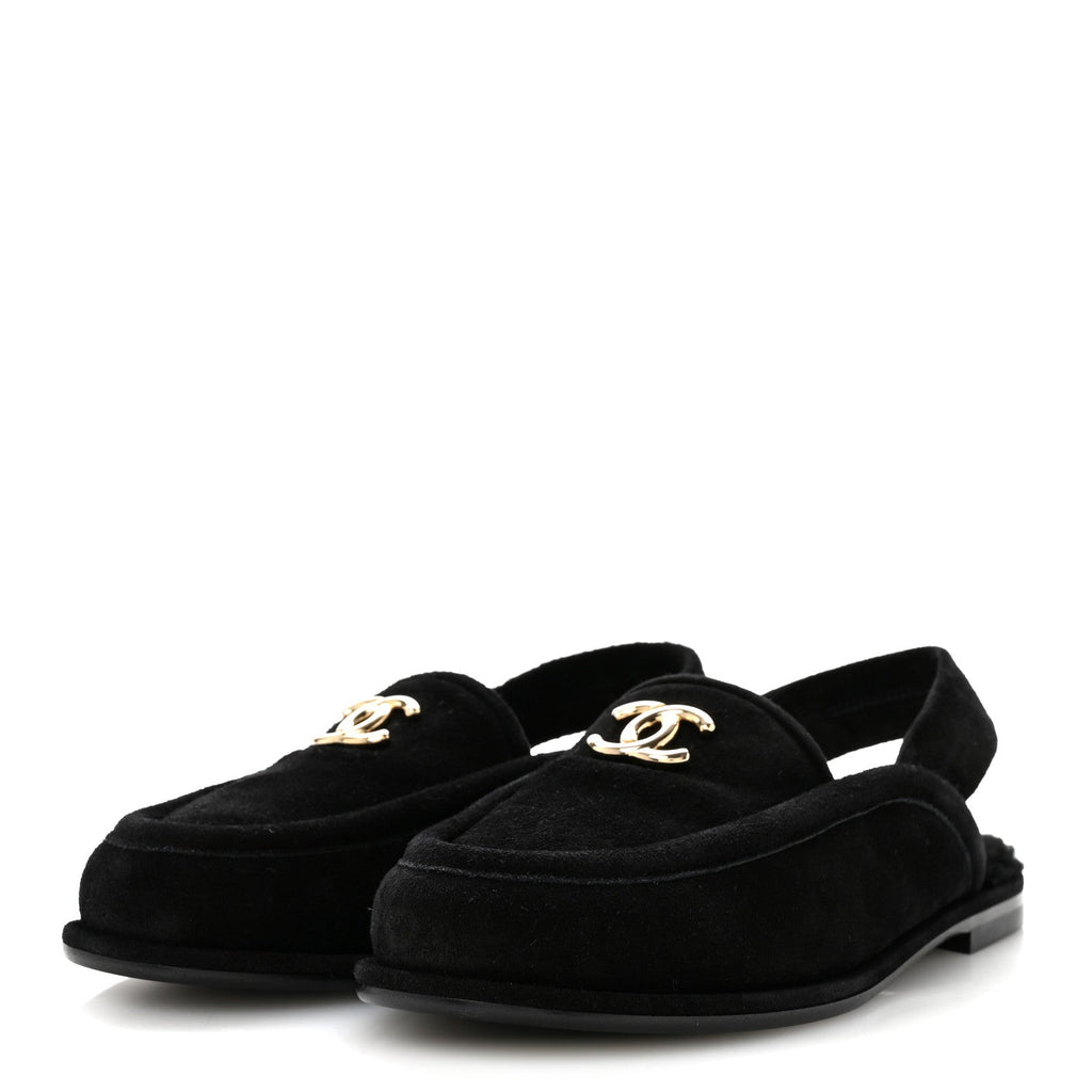 Chanel - Suede Calfskin CC Slingback Loafers