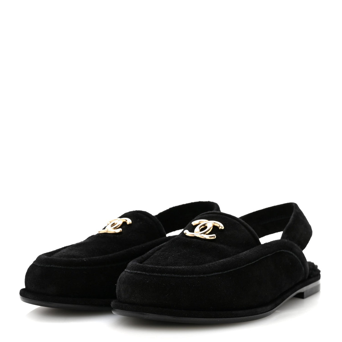 Chanel - Suede Calfskin CC Slingback Loafers