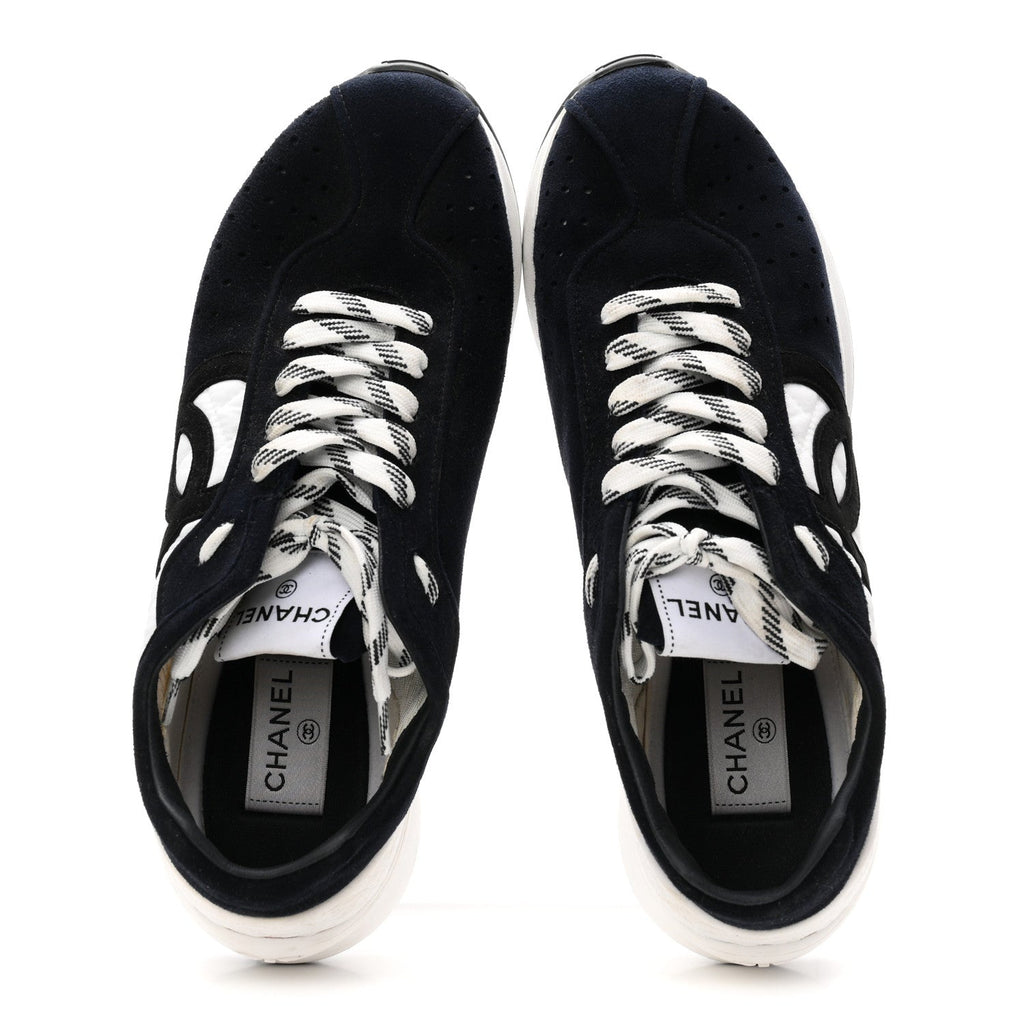 Chanel - Fabric Suede Kidskin CC Sneakers