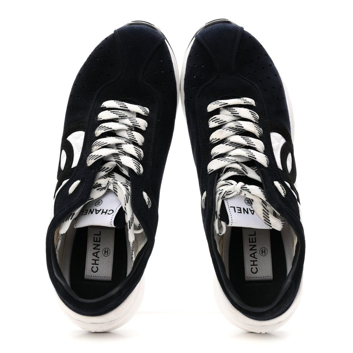 Chanel - Fabric Suede Kidskin CC Sneakers