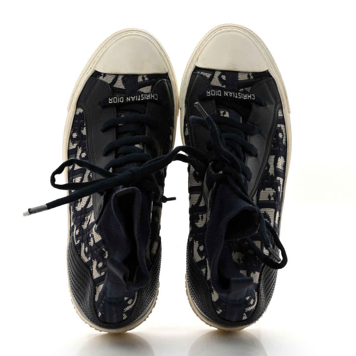 Dior - Technical Knit Calfskin Oblique Walk’n Dior Mid Top Sneakers