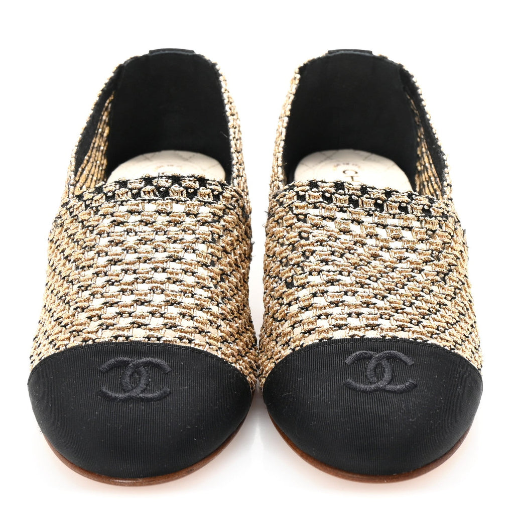 Chanel - Knit Grosgrain Cap Toe CC Moccasin Loafers