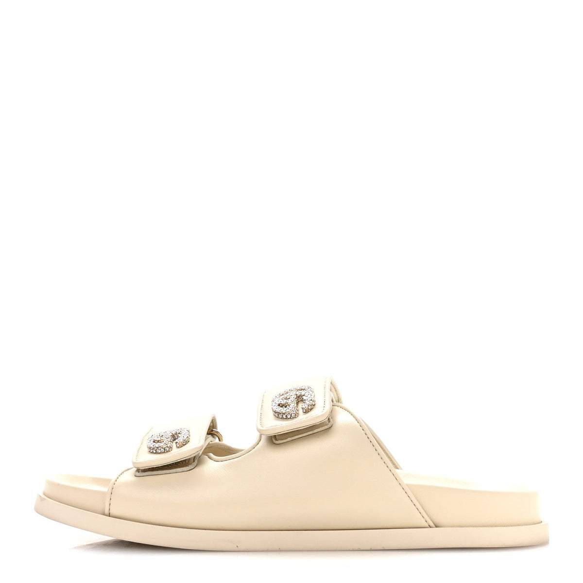 Gucci - Calfskin Double G Crystal Isla Dad Sandals