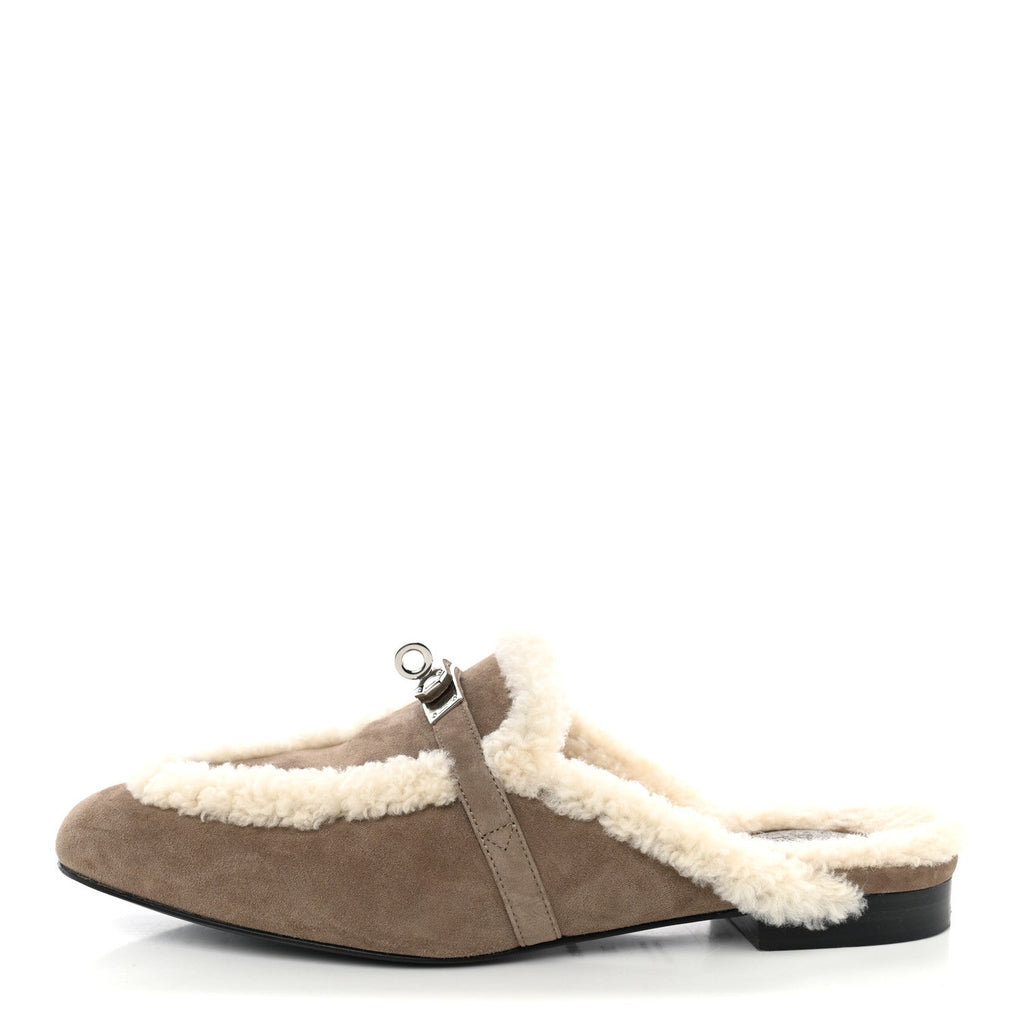 Hermès - Suede Goatskin Shearling Oz Mules