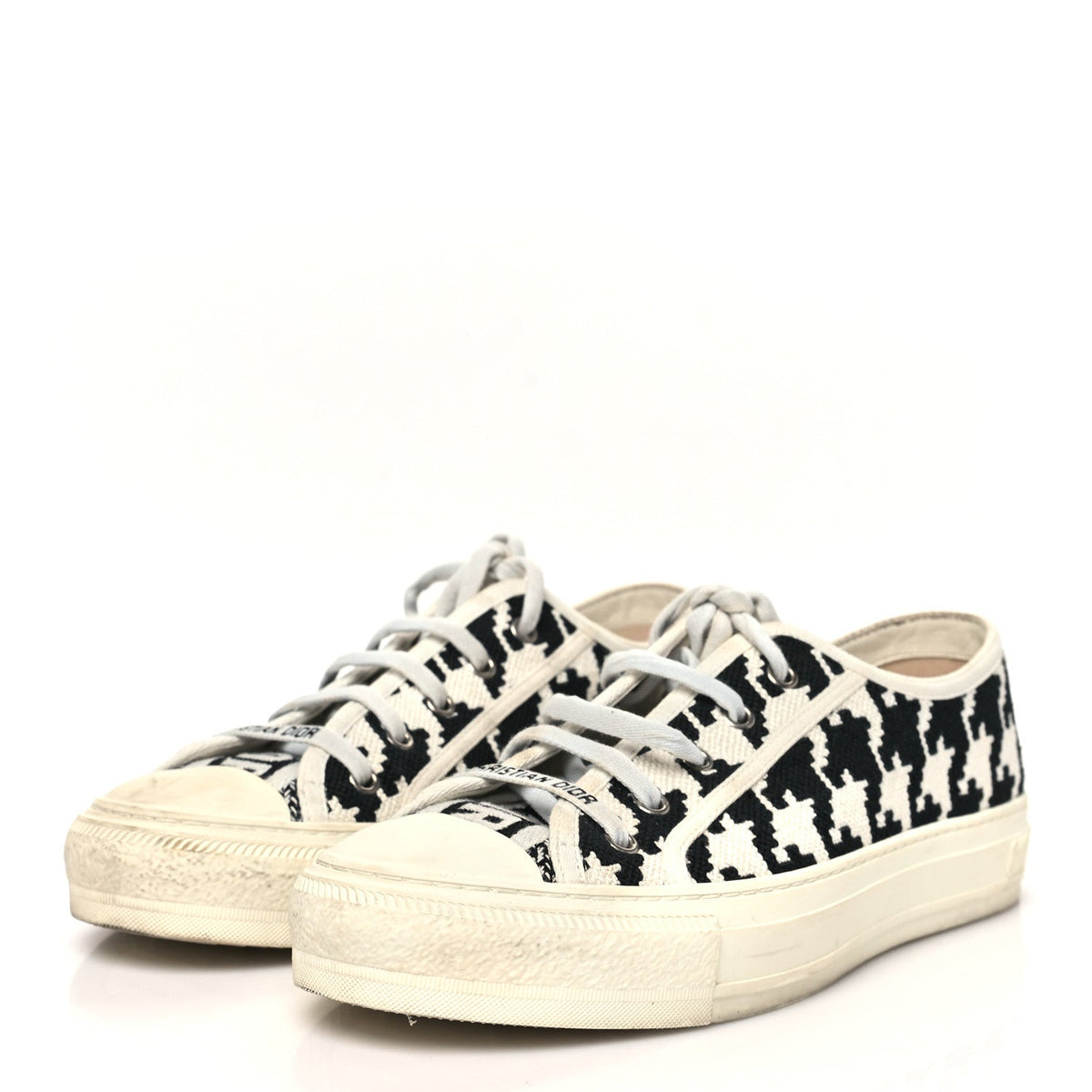 Dior - Canvas Macro Houndstooth Embroidered Walk’N’Dior Low Top Sneakers