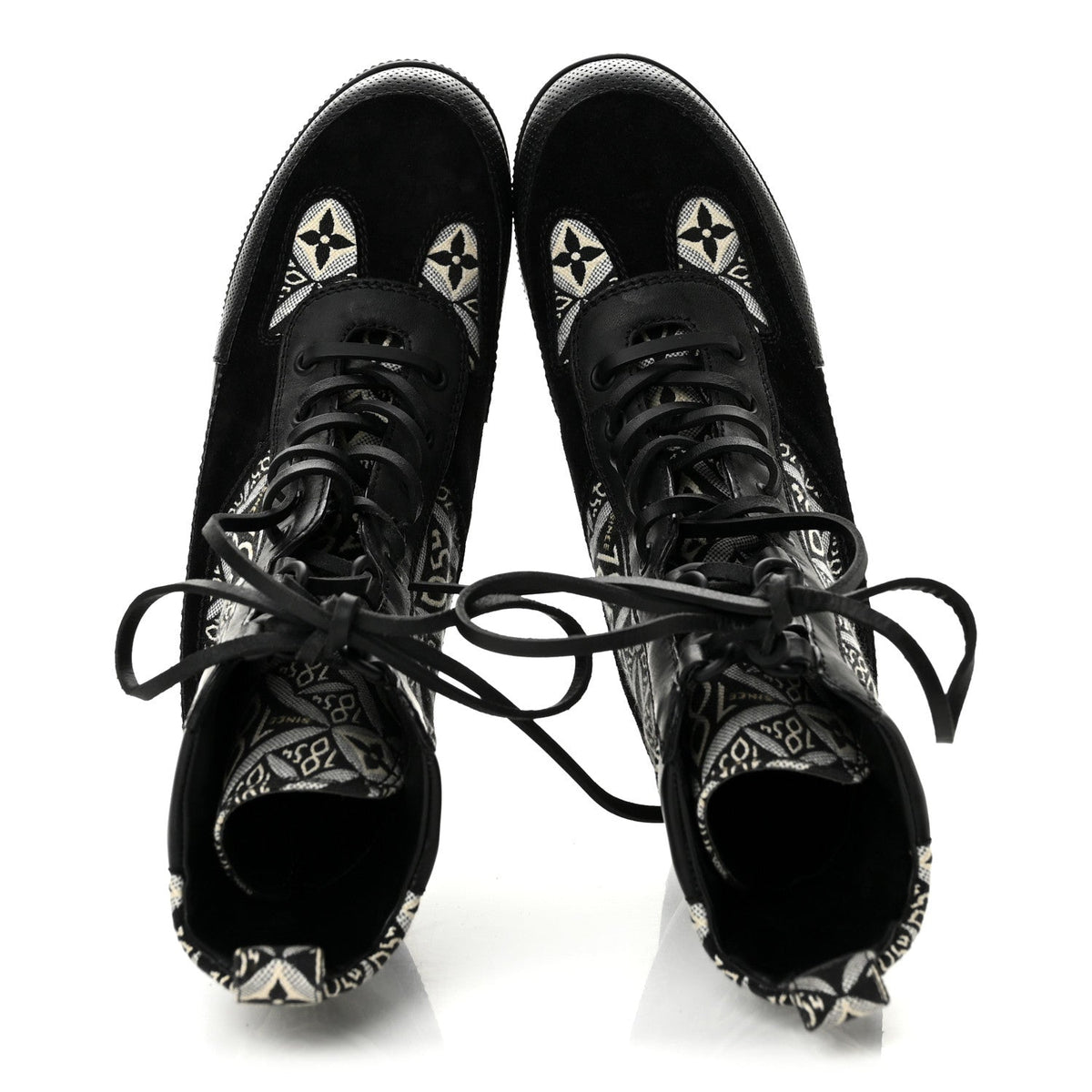 Louis Vuitton - Suede Calfskin Jacquard Since 1854 Laureate Platform Desert Boots