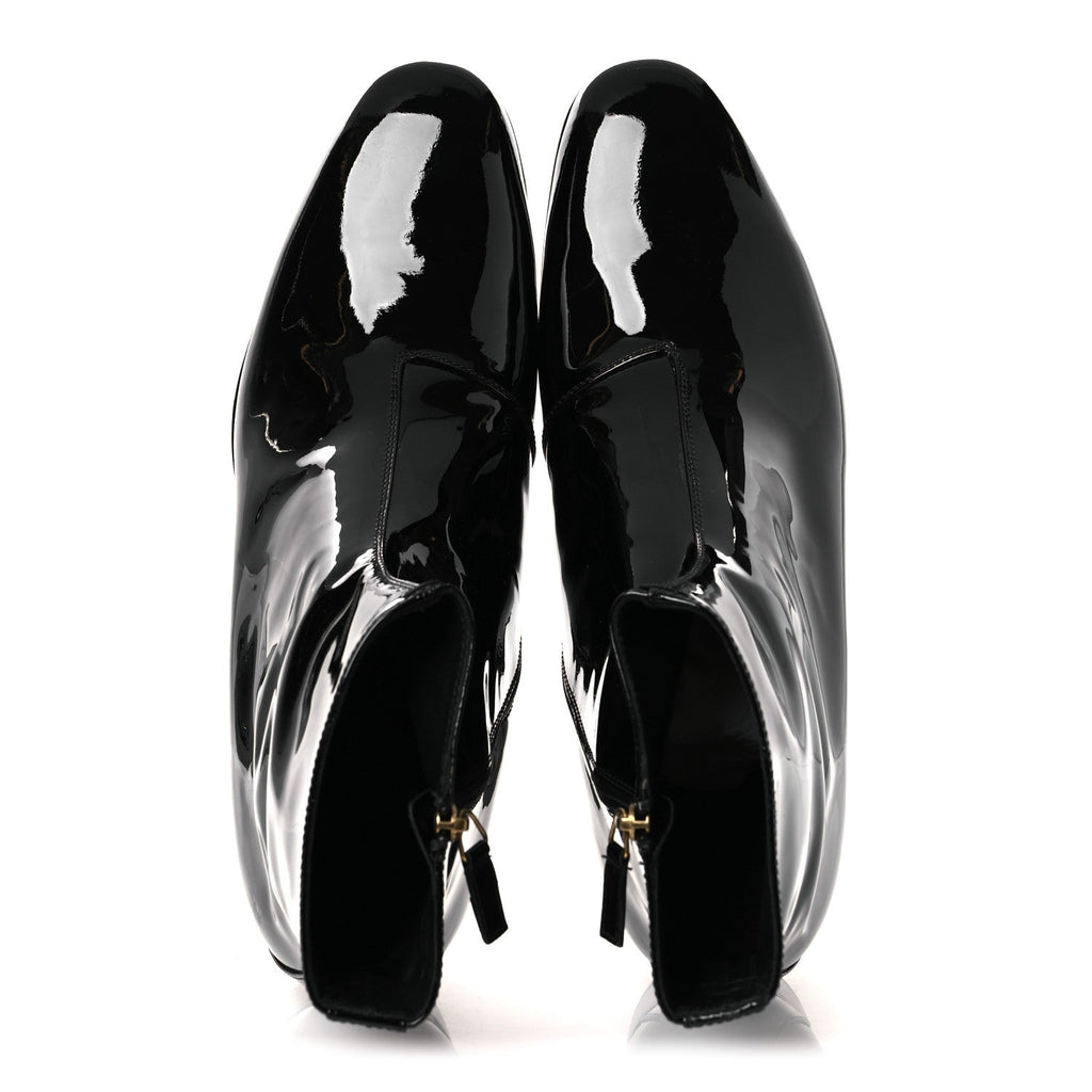 Gucci - Patent Calfskin GG Lois Bee Men’s Ankle Booties 13 Black