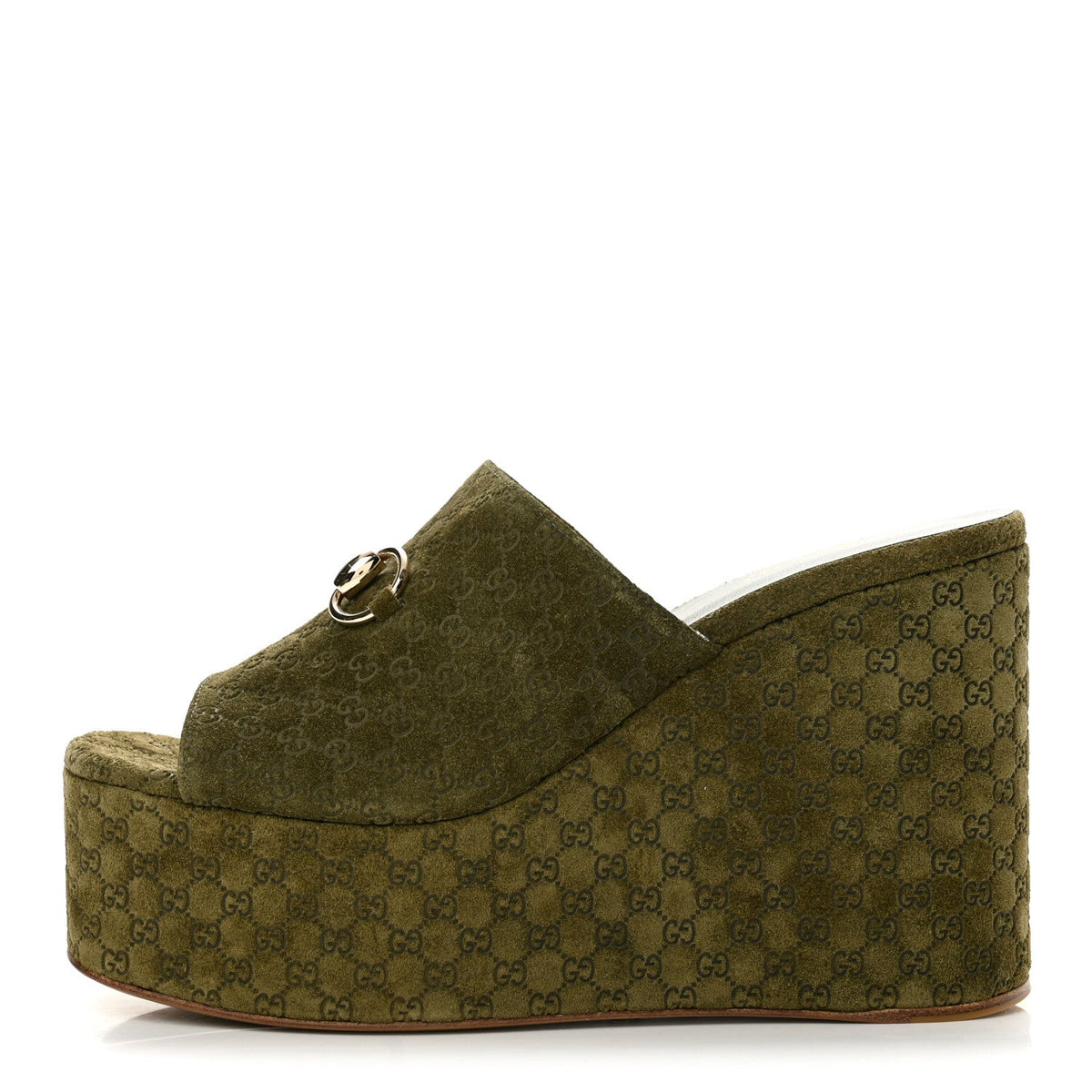 Gucci - Suede GG Debossed Horsebit Wedge Sandals