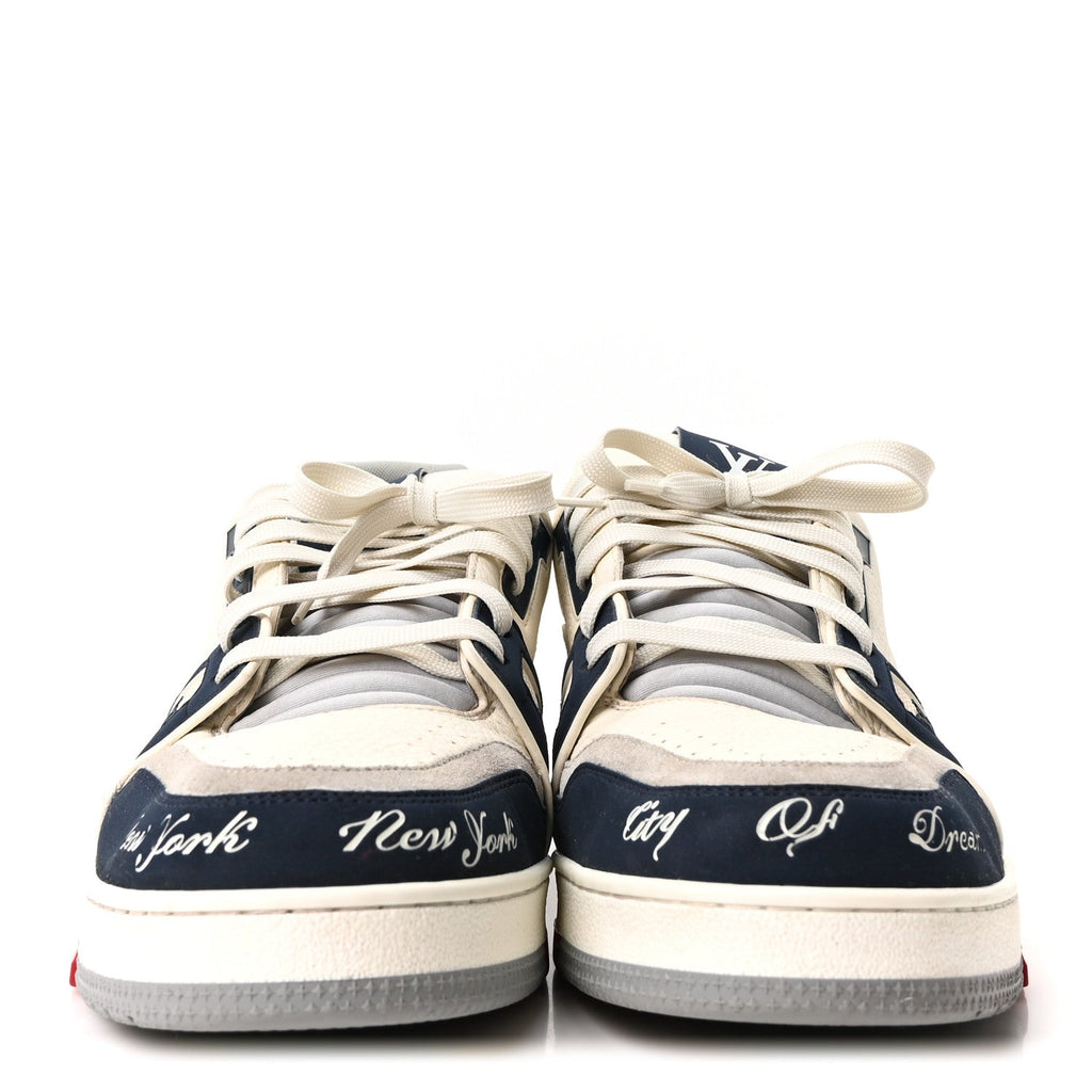 Louis Vuitton - Calfskin New York City Of Dreams LV Trainer Maxi Sneakers 11 White Navy