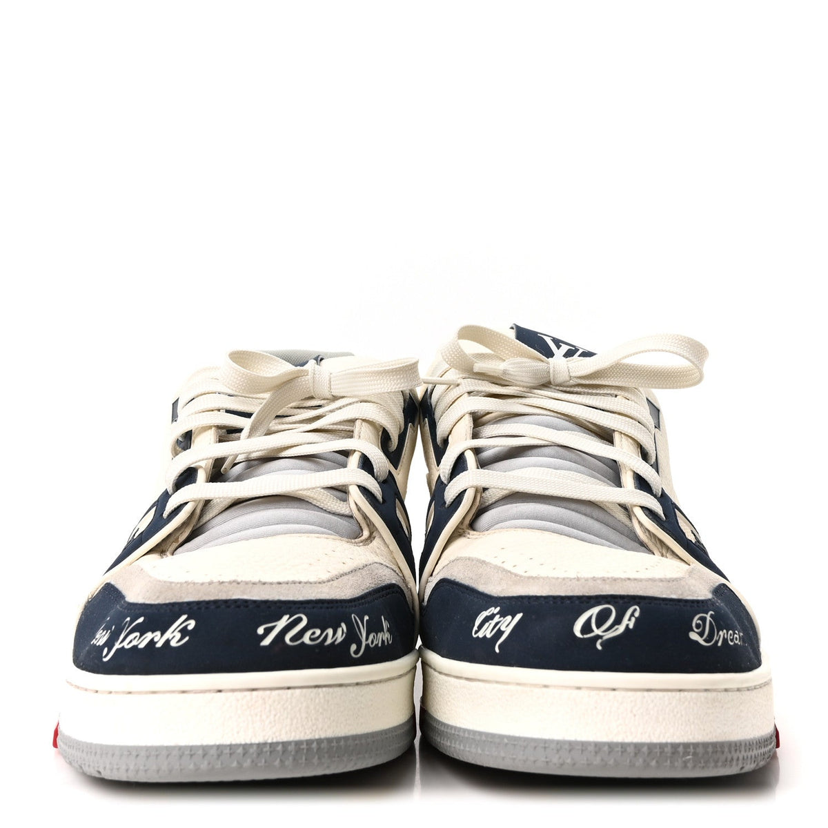 Louis Vuitton - Calfskin New York City Of Dreams LV Trainer Maxi Sneakers 11 White Navy