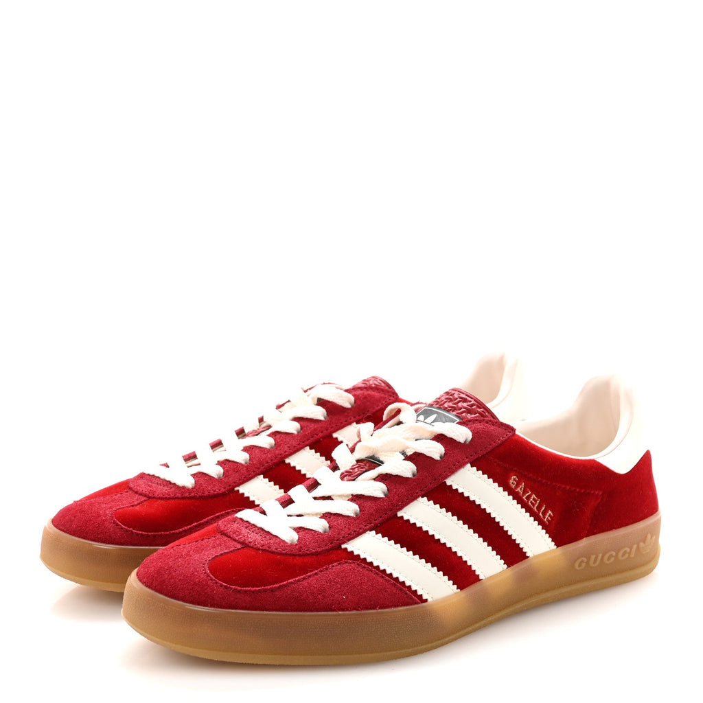 Gucci - X ADIDAS Softy Velvet Suede Madeira Demetra Gazelle Sneakers 8 Vulcanic Red Off White Hibiscus Red